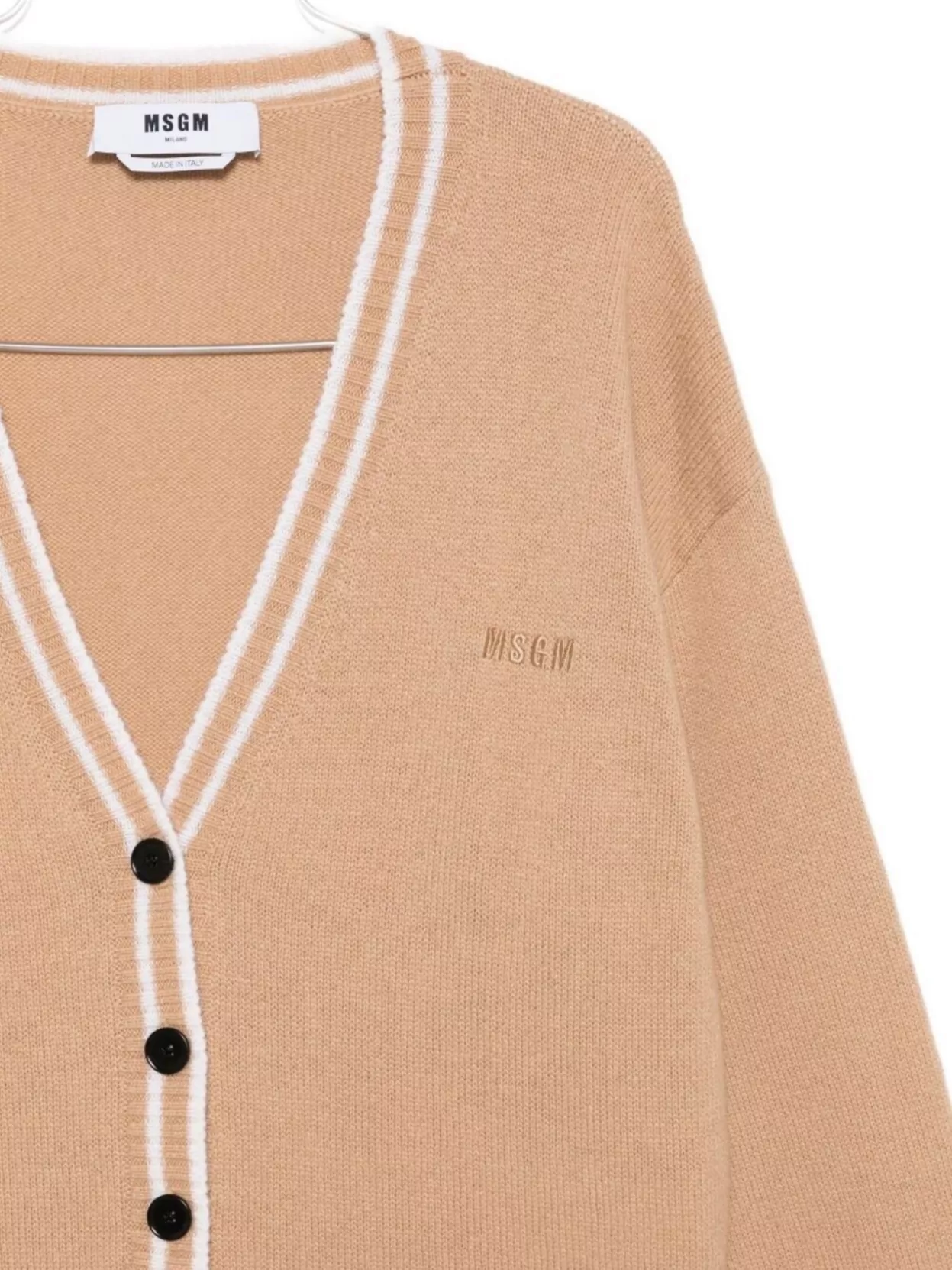 Msgm V-Neck Knitwear With Ribbed Cuffs And Hem