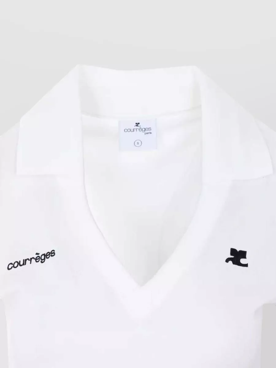 Courrèges Cropped Polo Shirt Collar Short Sleeves V Neck