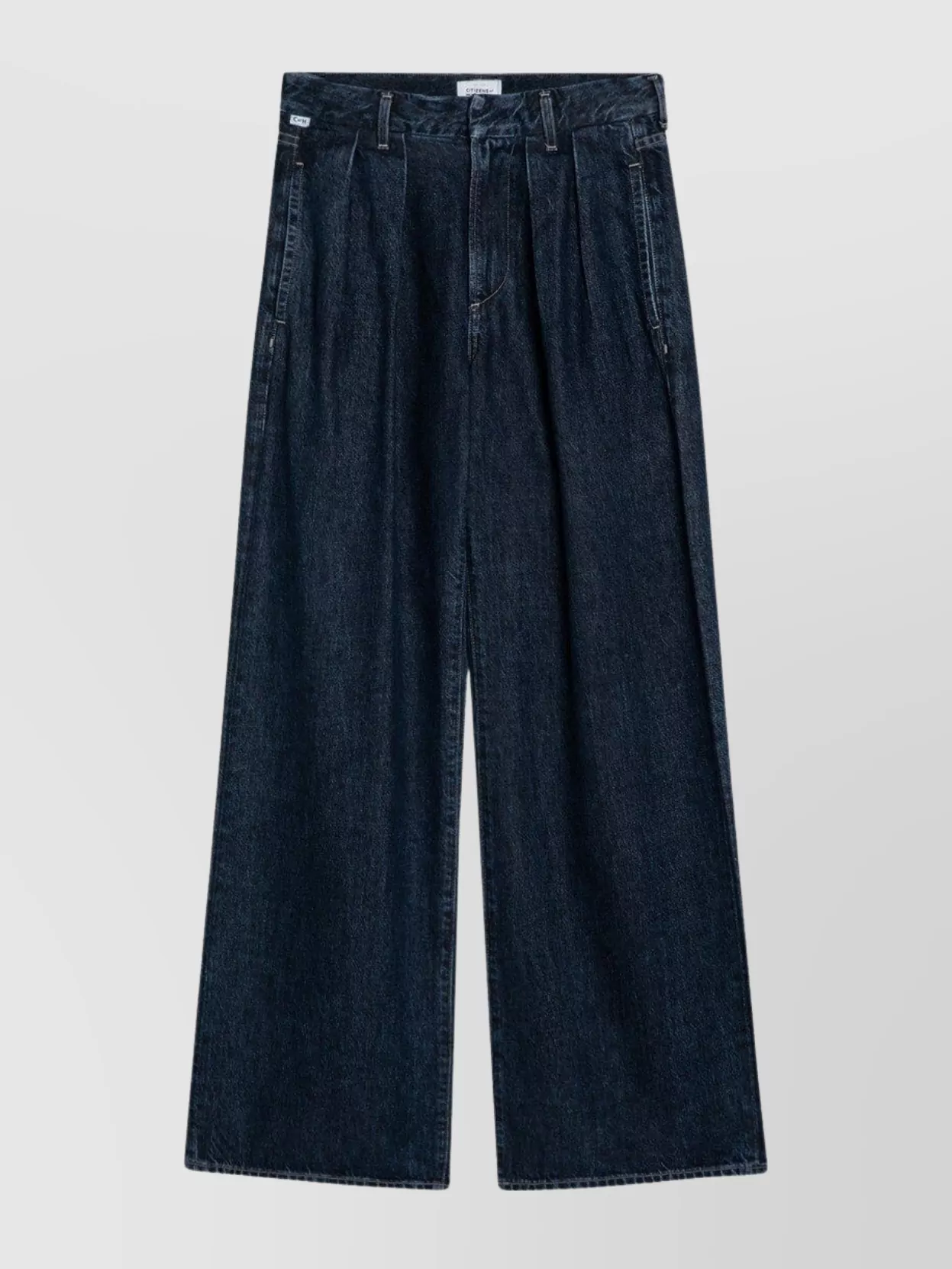 Citizen Of Humanity Wide-leg Trousers With Back Pockets And Front Pleats In Blue