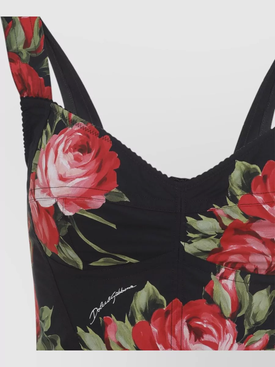 Dolce&Gabbana Sleeveless V Neck Cropped Floral Top