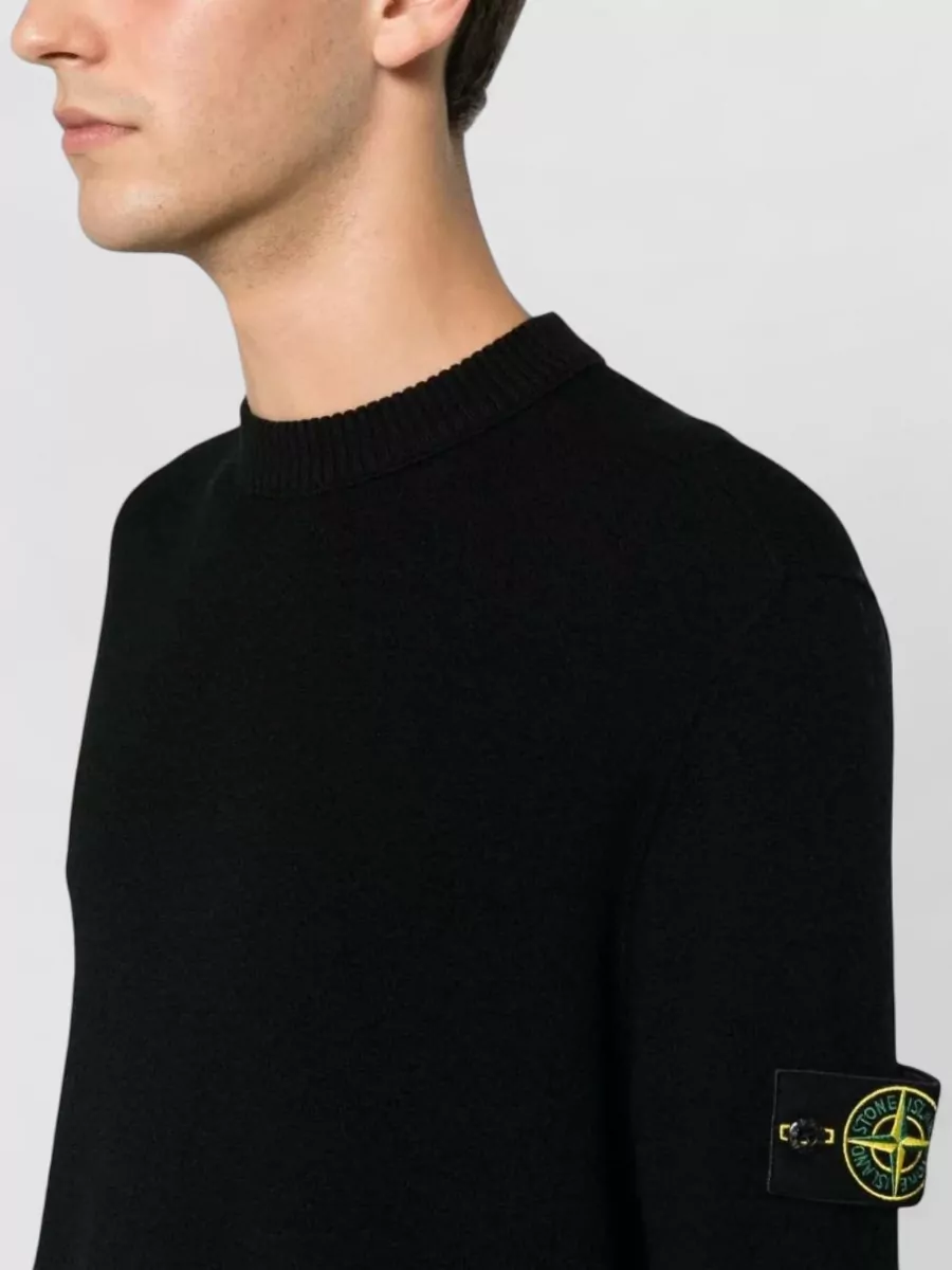 Stone Island Ribbed Virgin Wool Wide-Fit Crew-Neck Jumper