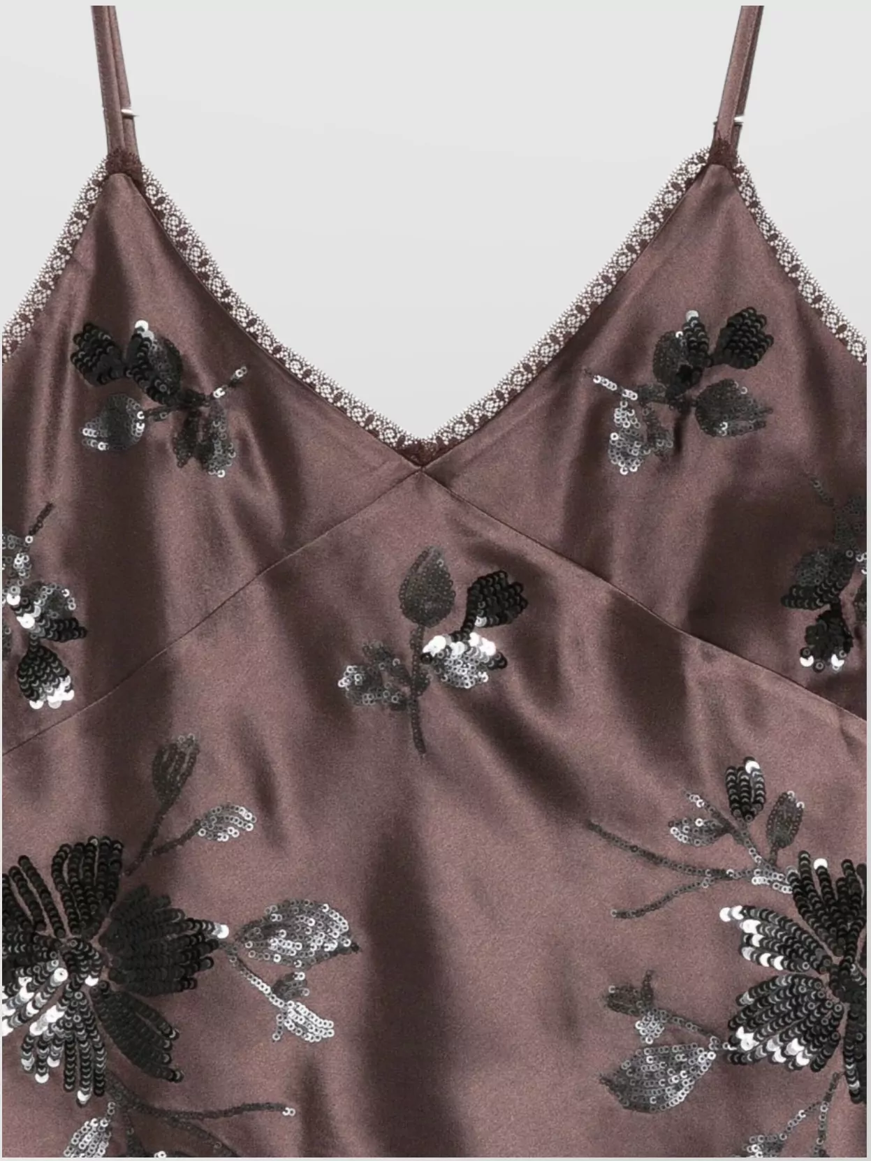 Ermanno Firenze Satin Top With Spaghetti Straps And Embellishments