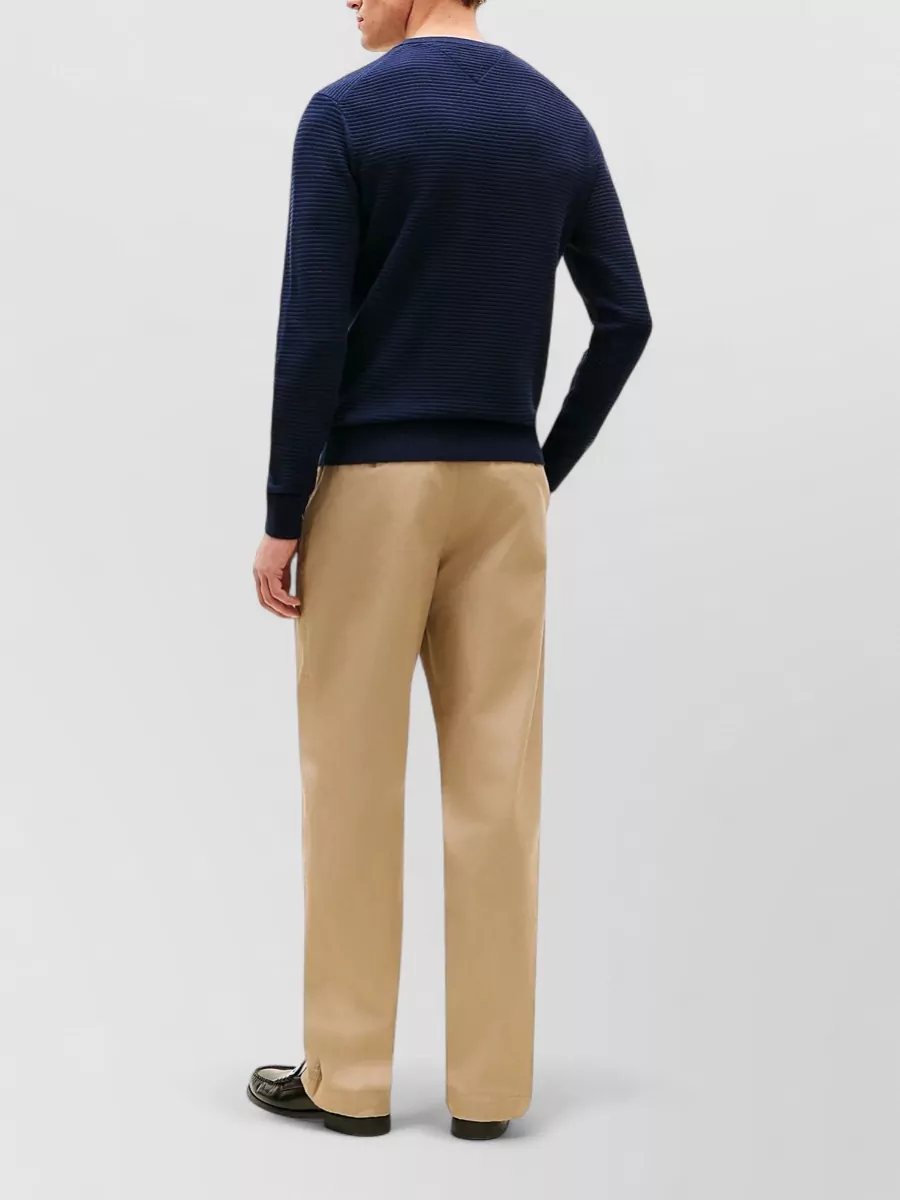 Tommy Hilfiger Crew Neck Knit Sweater Ribbed Texture