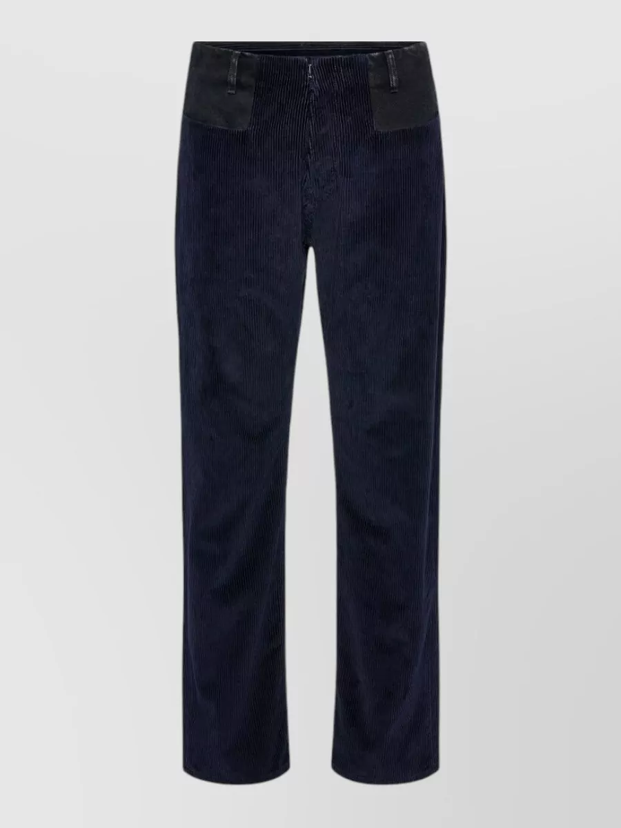 Maison Margiela Denim straight-leg jeans — The inky navy corduroy trouser in J mirrors the sweatshirt’s deep tone and quiet-luxury mood while the straight leg keeps the silhouette clean and slightly tailored rather than overly casual.