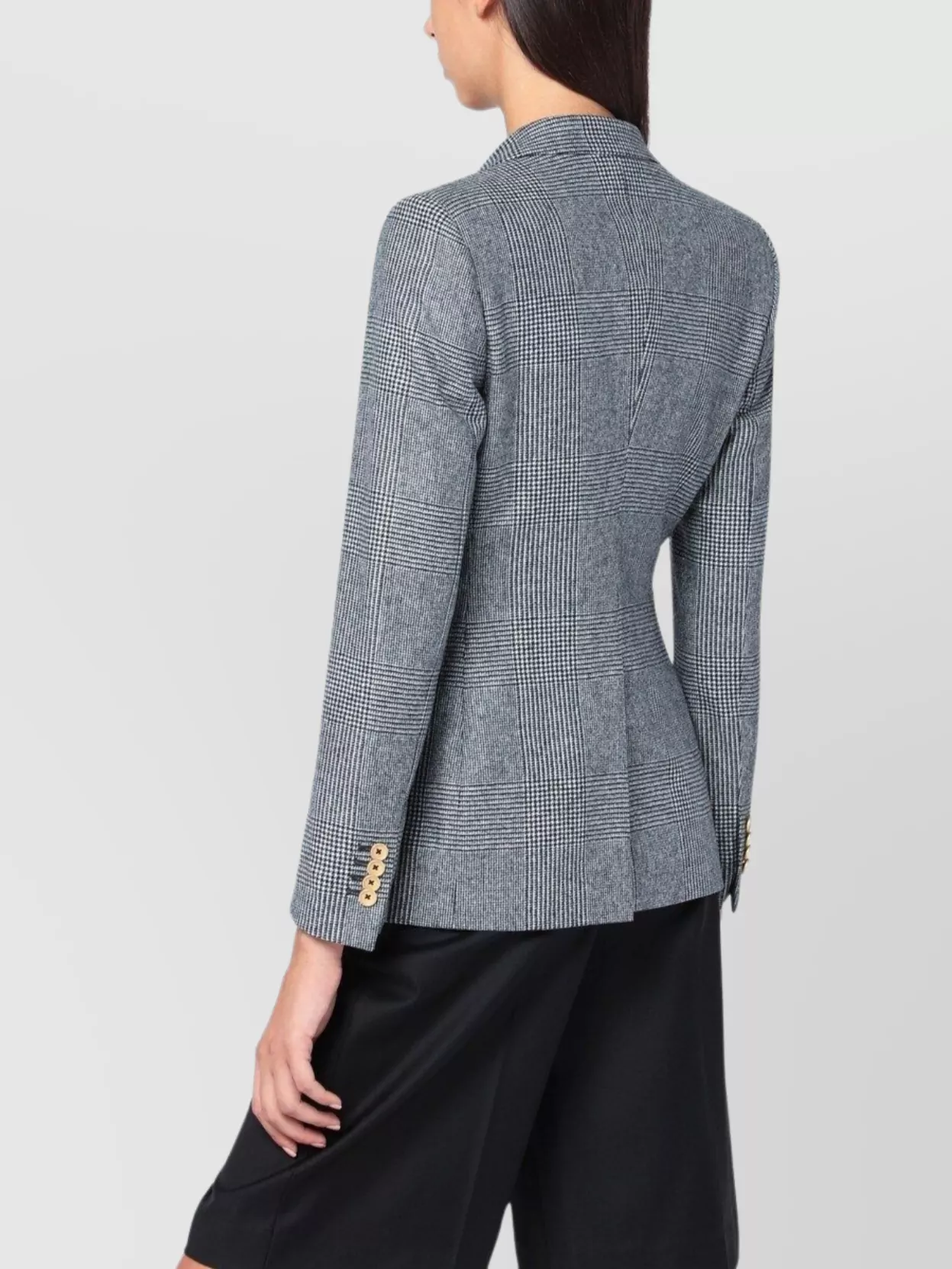 Tagliatore Double-breasted Jacket In Prince Of Wales Wool In Gray