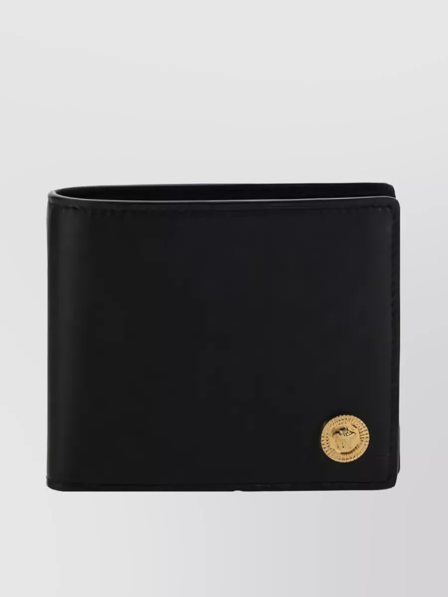 Shop Versace Medusa Emblem Bi-fold Wallet In Black