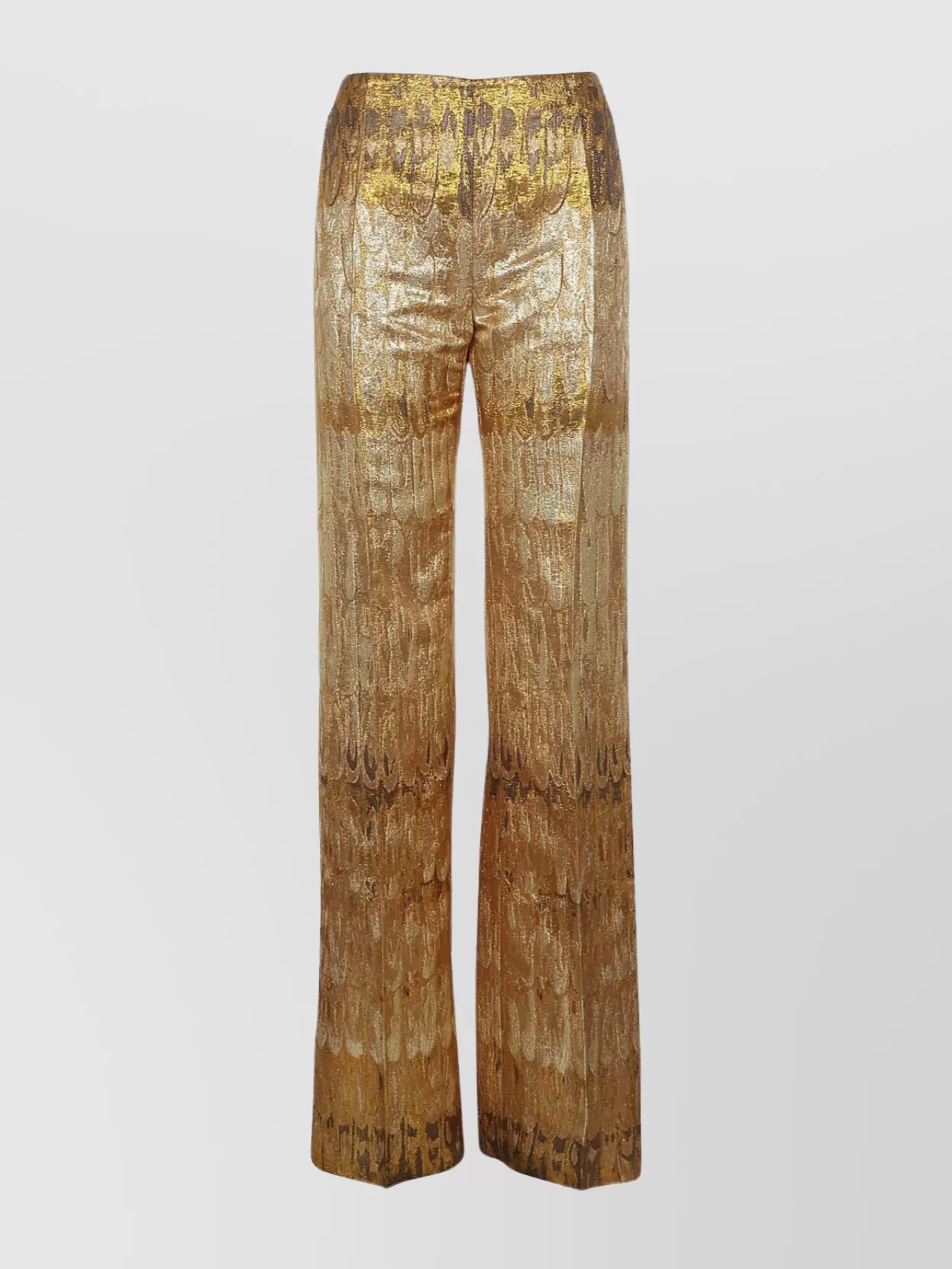 Valentino High-waisted Metallic Wide Leg Pants In Gold