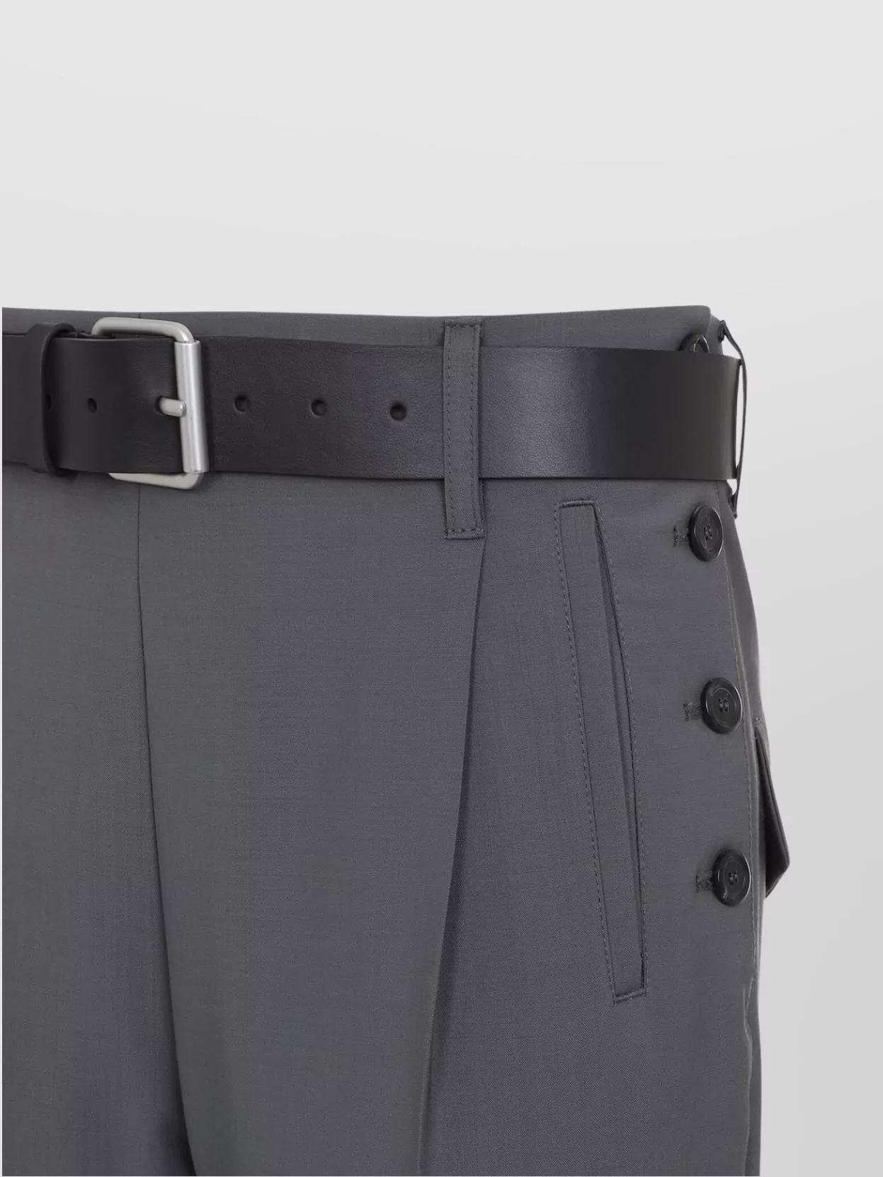 Moschino Cotton Pants With Belt Loops And Button Detailing In Grey