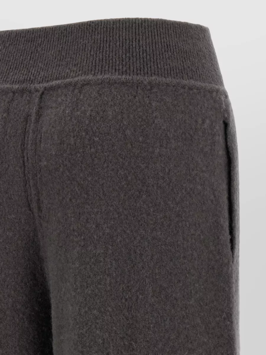 Rick Owens Cashmere Wide-Leg High-Rise Ribbed-Waistband Lounge Pants