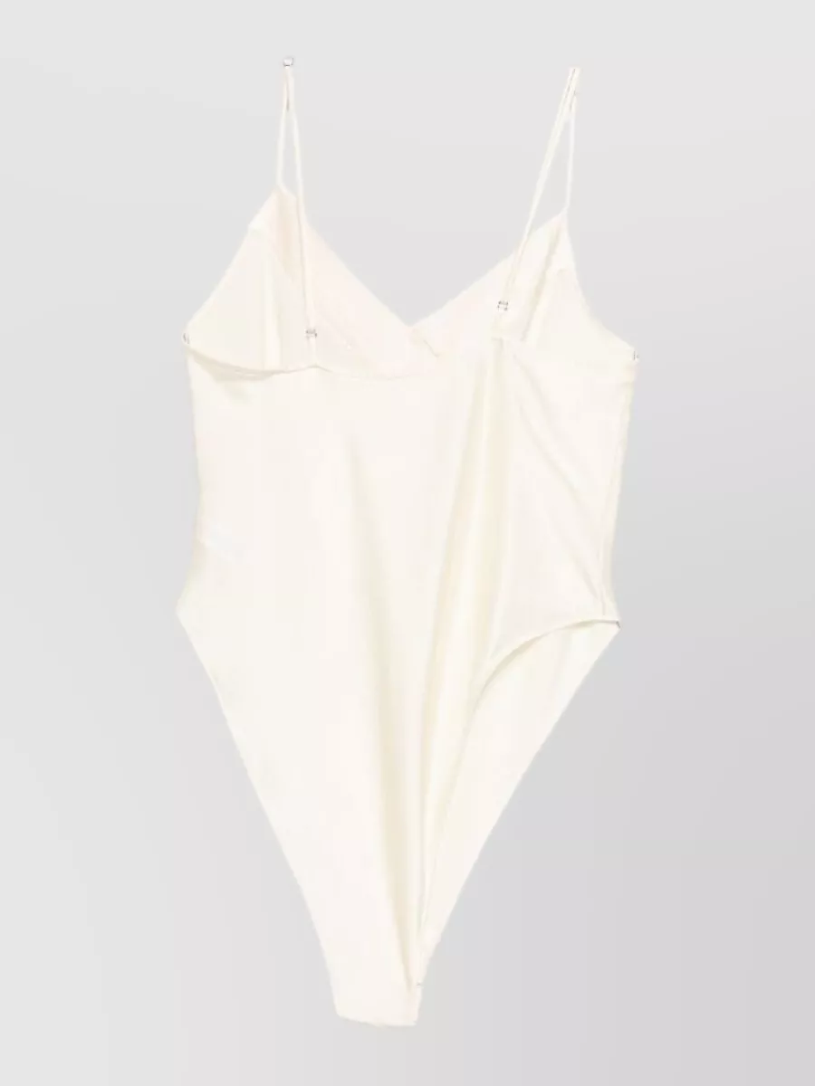 Forte Forte Silk Satin Bodysuit Pleated Detail V Neckline