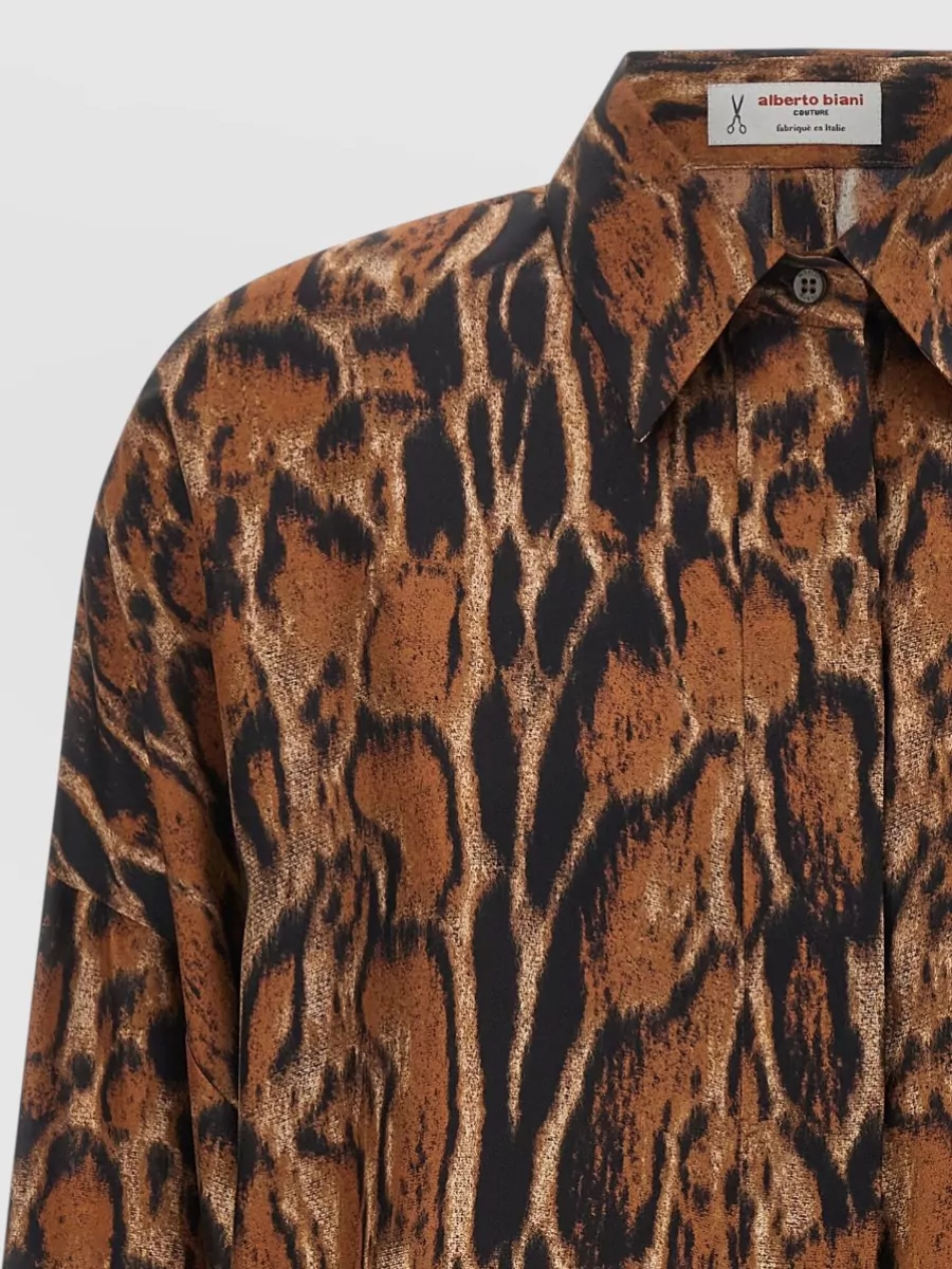 Alberto Biani Silk Animal-Print Shirt