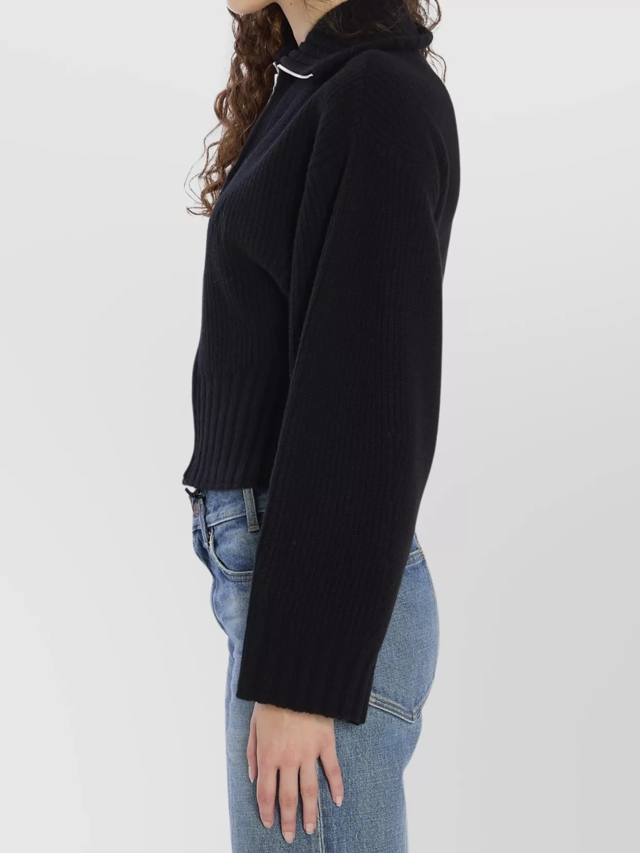 The Attico Cropped High Collar Zip-Up Cardigan
