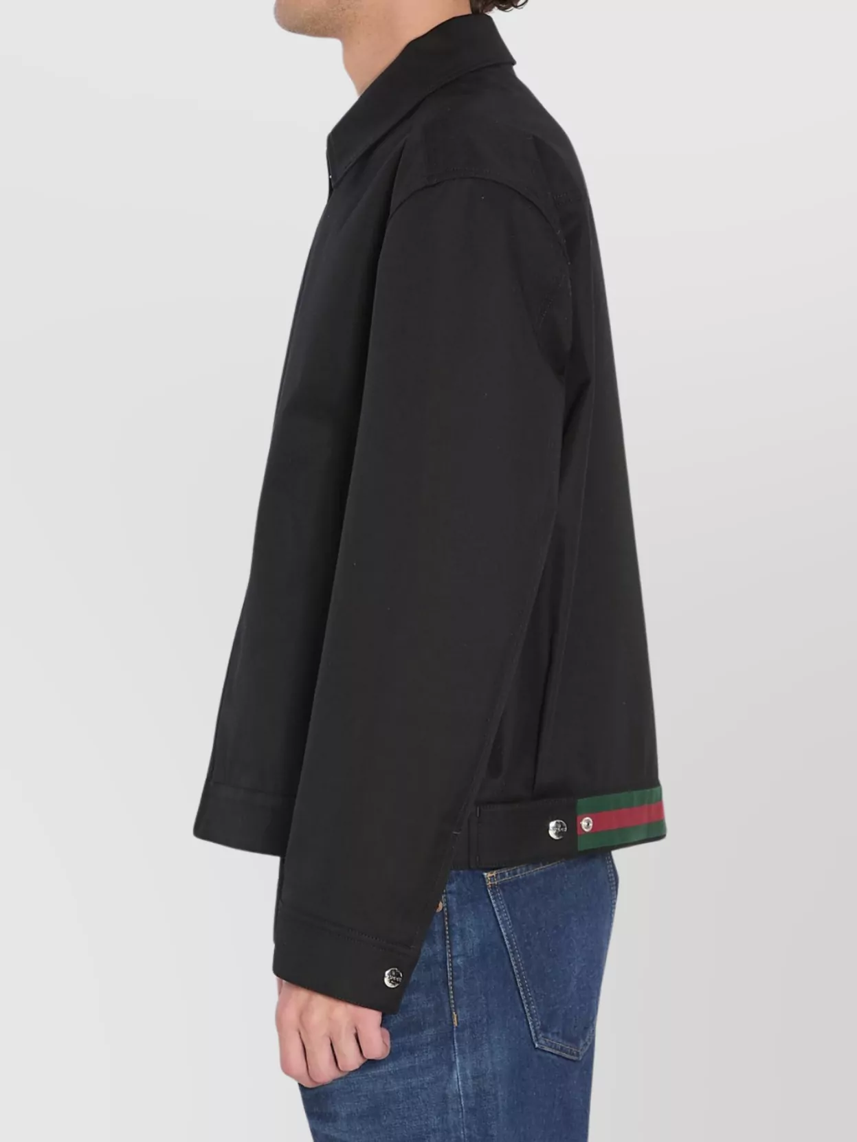 Gucci Cotton Jacket With Striped Web Detail