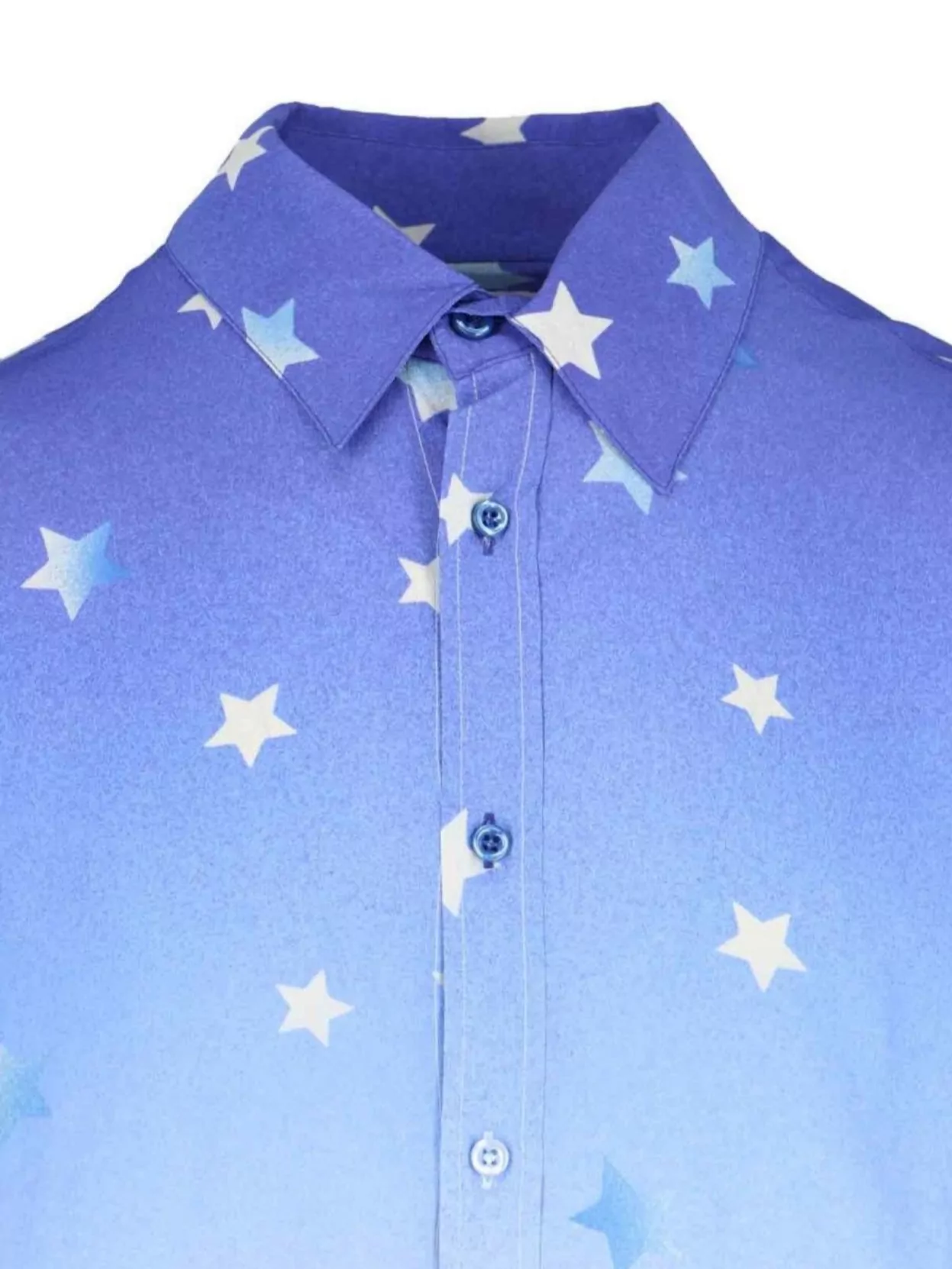 Shop Erl Collared Shirt With Long Sleeves And Gradient Star Pattern