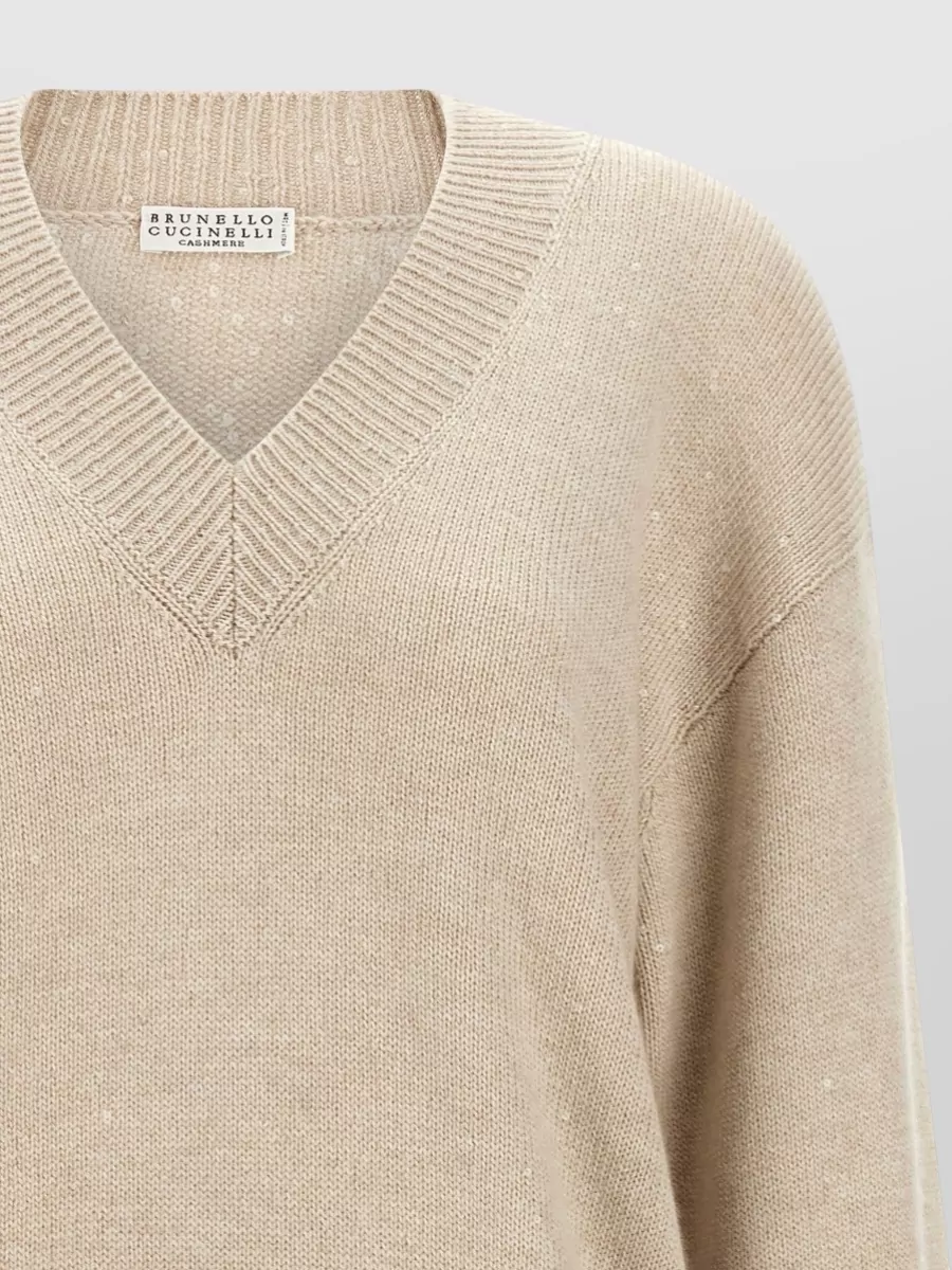 Brunello Cucinelli Cashmere Silk V-Neck Long-Sleeve Sweater
