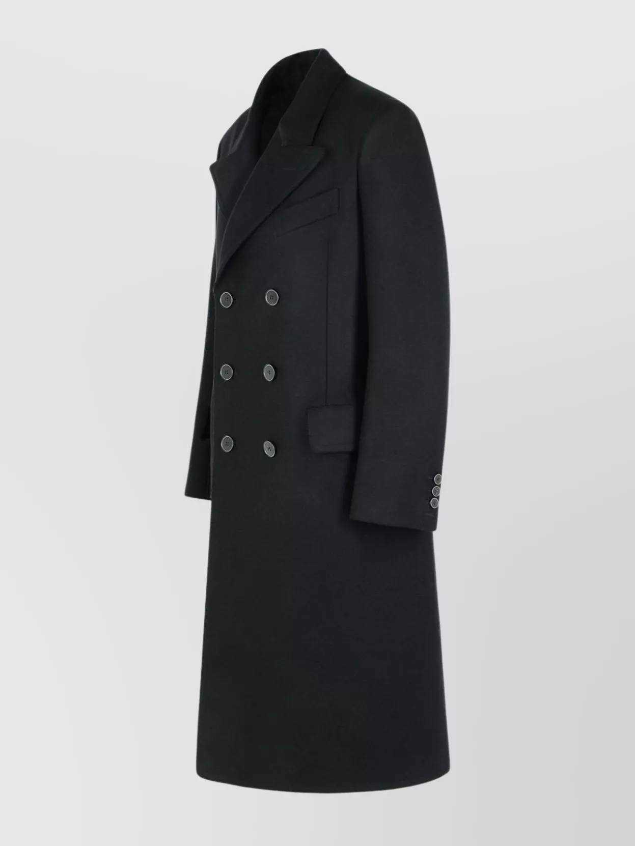 Maison Margiela Long Double Breasted Wool Coat In Black