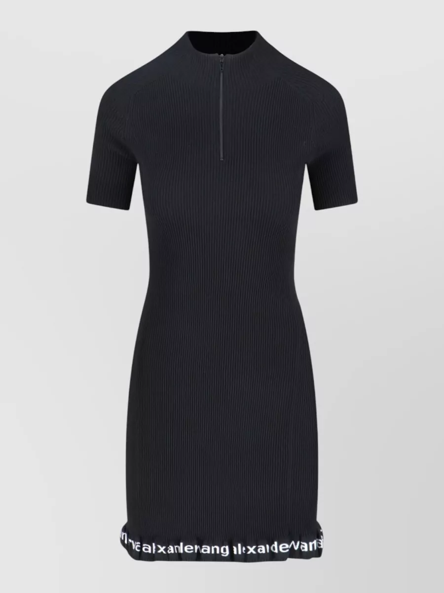 Alexander Wang Ribbed short-sleeve fitted midi dress