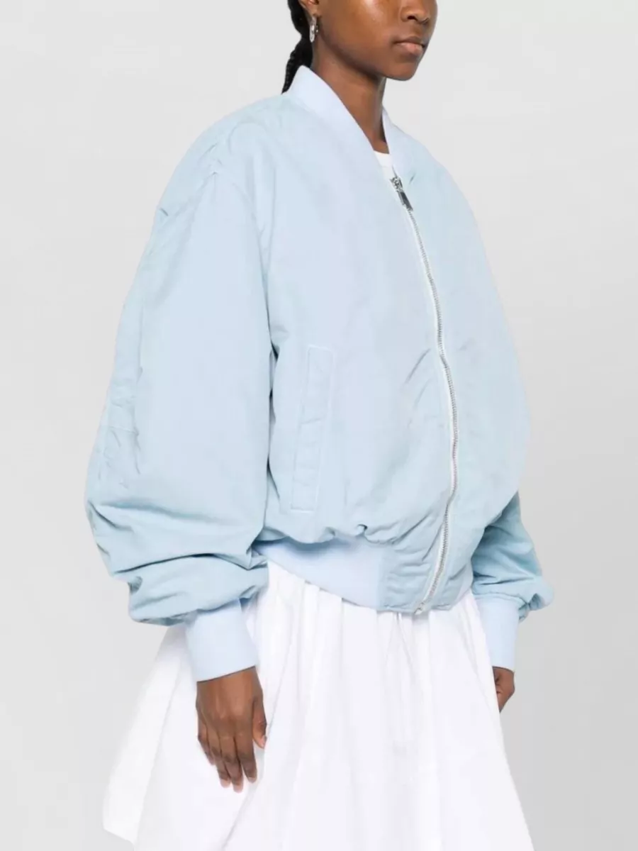 The Attico Anja Bomber Jacket Ribbed Knit Pockets