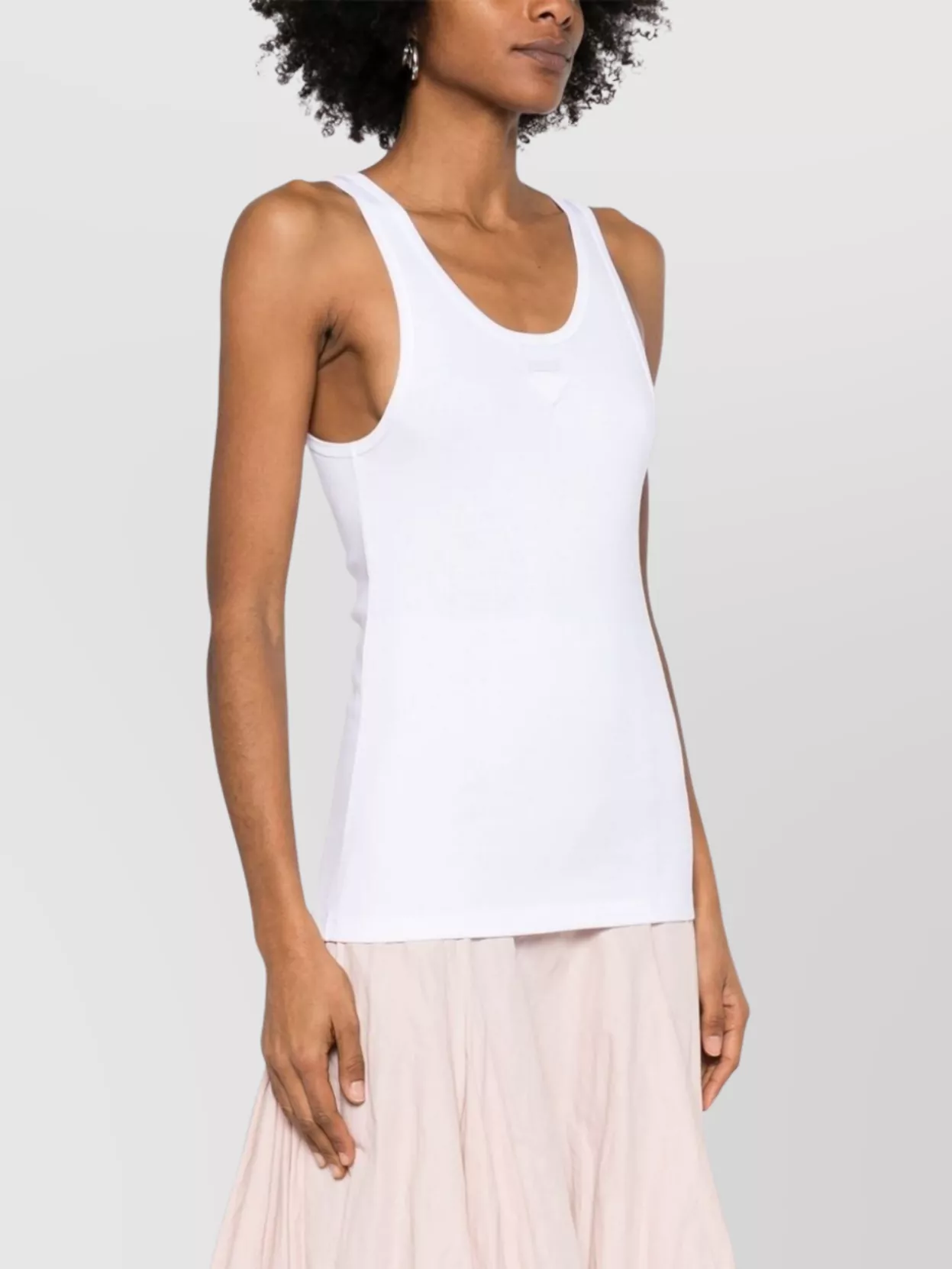 Prada Back Lace-up Scoop Neck Sleeveless Top In White