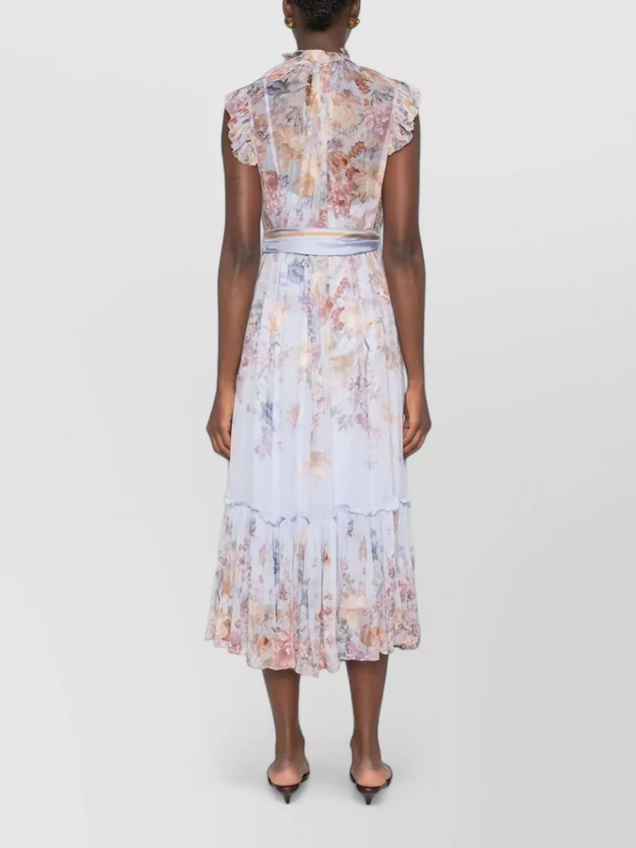 Zimmermann Printed Sleeveless V-Neck Midi Dress
