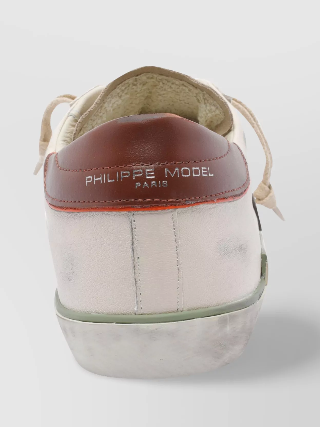Philippe Model Low Top Leather Sneakers With Contrast Heel Tab