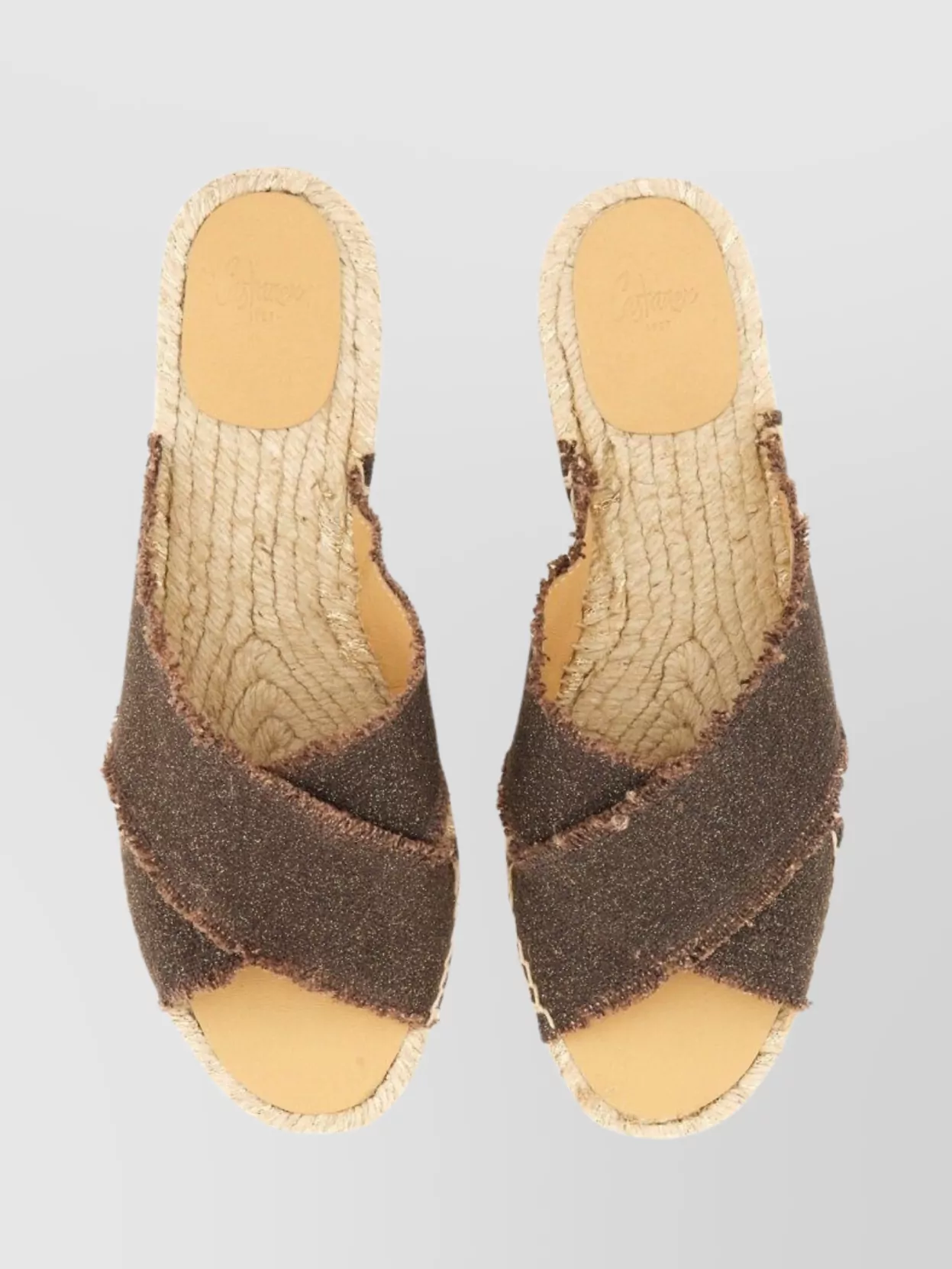 Castaner Cross Strap Espadrille Sandal With Frayed Edges