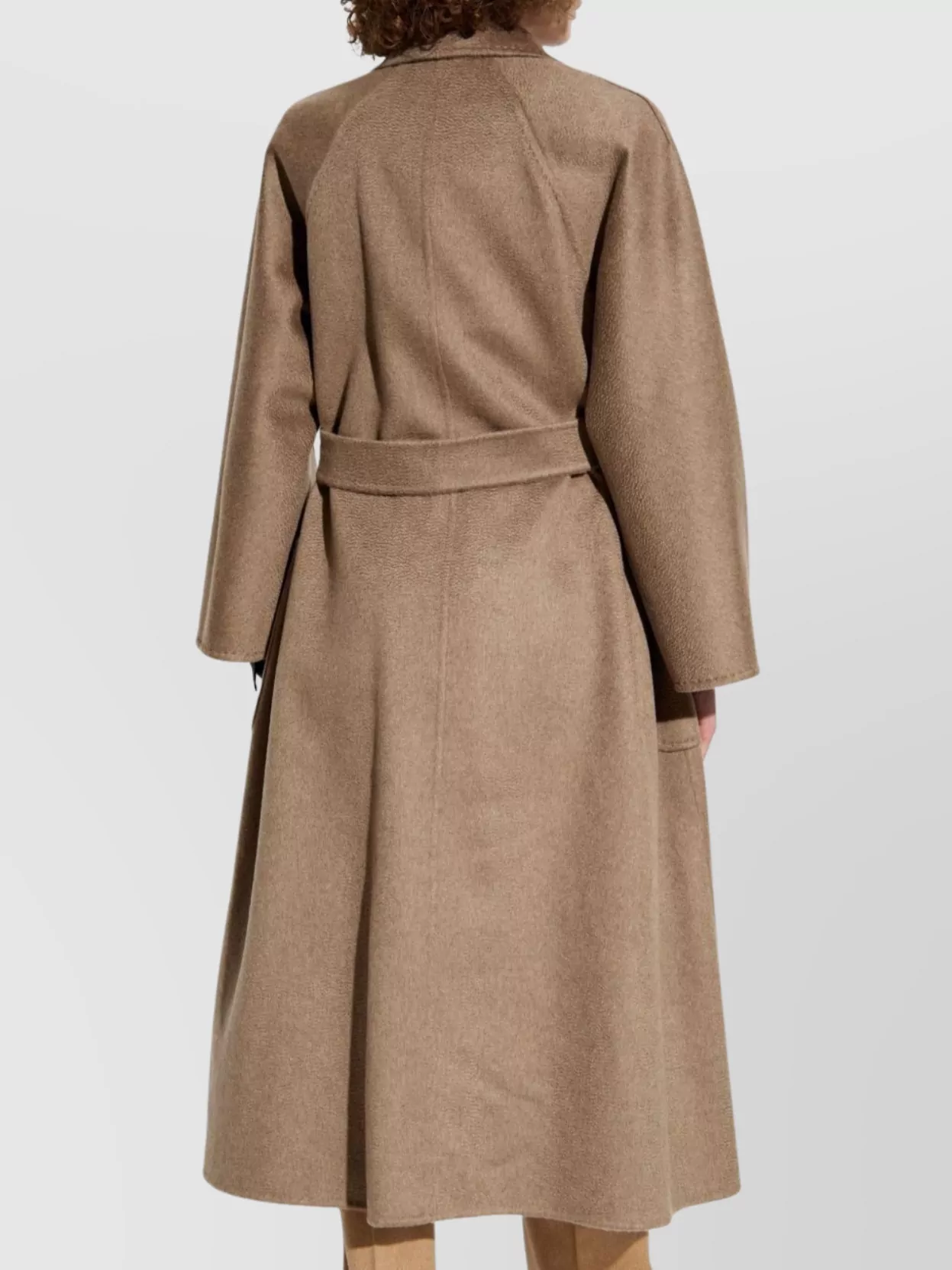 Max Mara Textured Fabric Coat Belted Waist In Brown