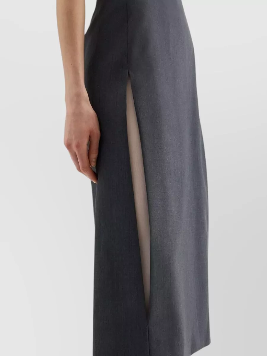 Jil Sander Virgin Wool Mohair High-Rise Straight-Leg Midi Skirt