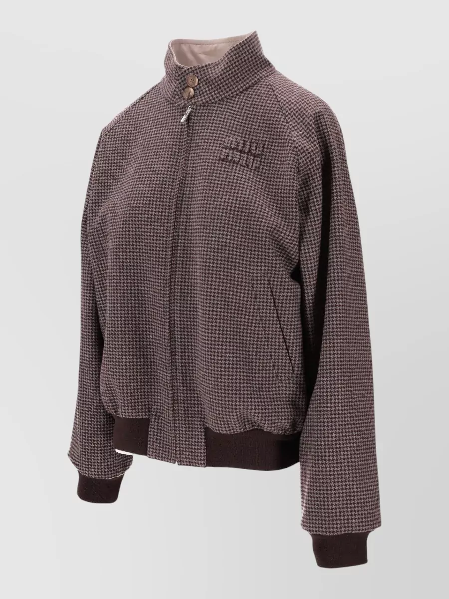 Miu Miu Panama Reversible Jacket Ribbed Collar Cuffs Hem