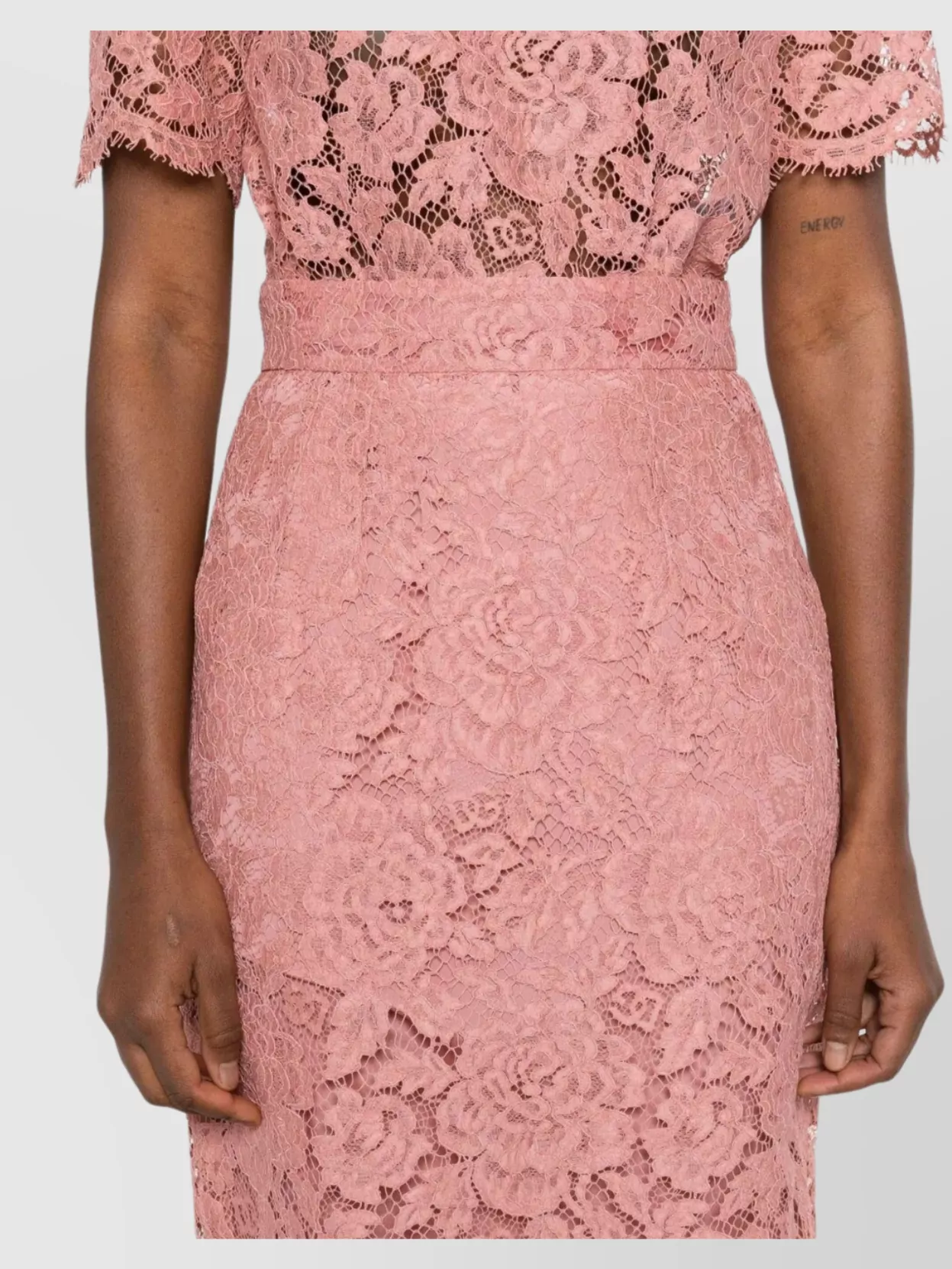 Dolce&Gabbana High Waist Lace Pleated Midi Skirt