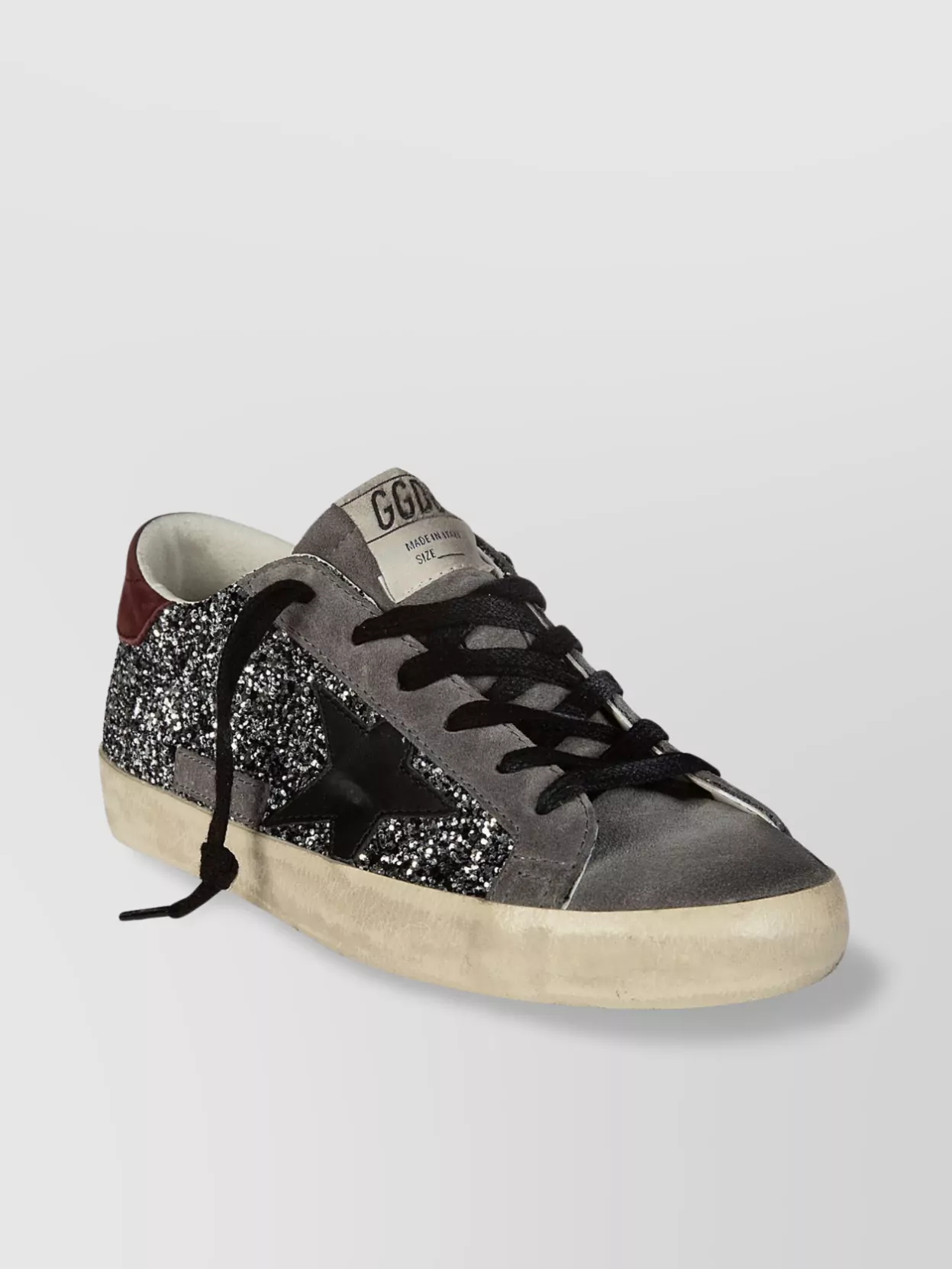 Golden Goose Glitter Star Detail Leather Heel Sneakers