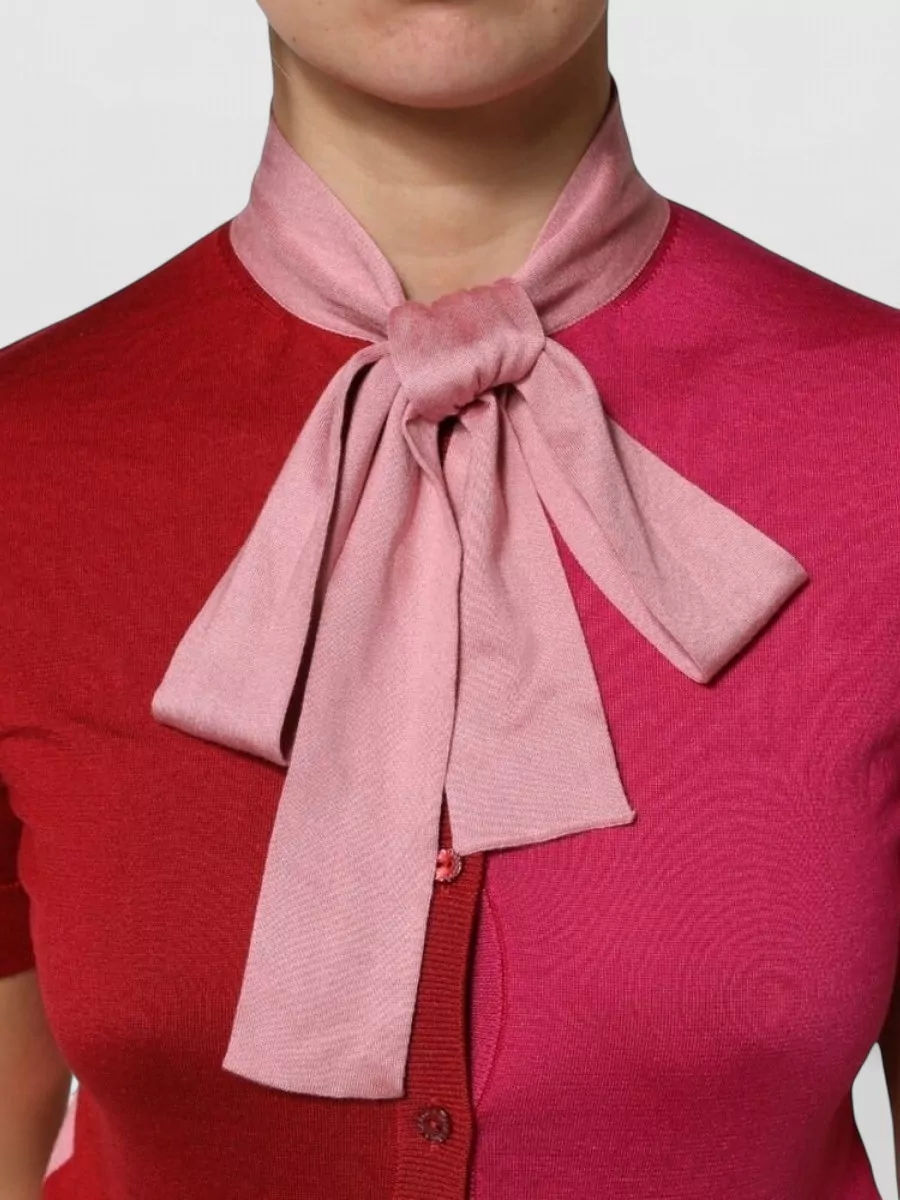 Dolce&Gabbana Silk Ascot Collar Short Sleeve Knitted Top