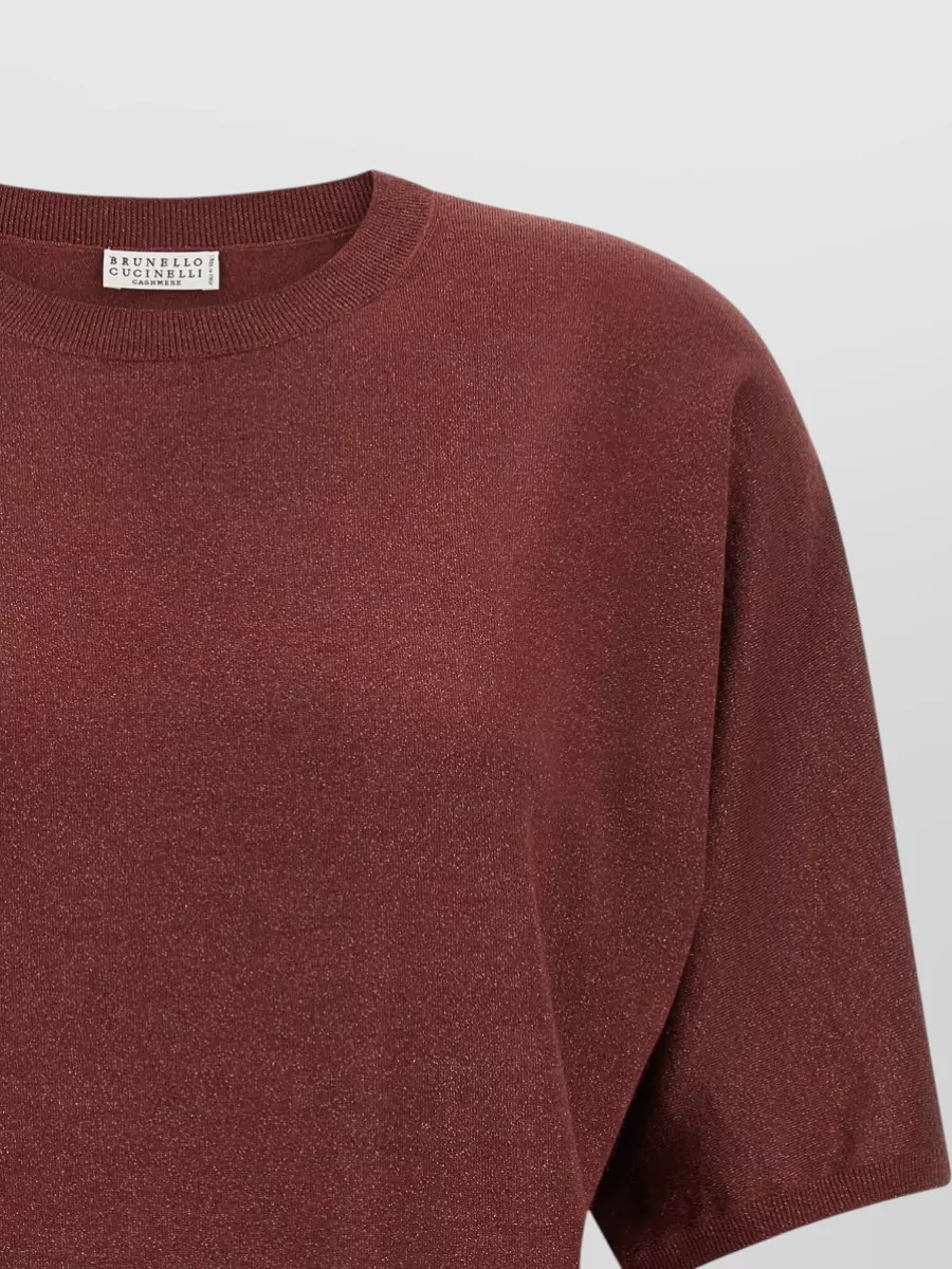Brunello Cucinelli Cashmere Silk Fine-Knit Crew-Neck Short-Sleeve Sweater