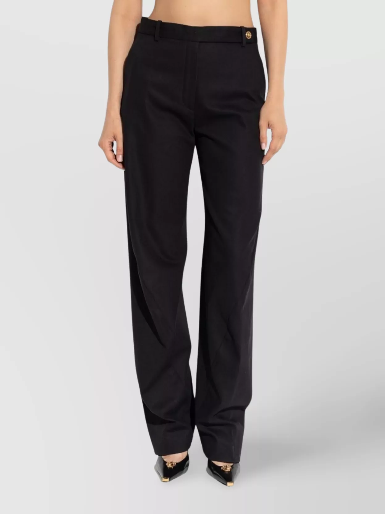Versace Straight Trousers Featuring Back Pockets In Black