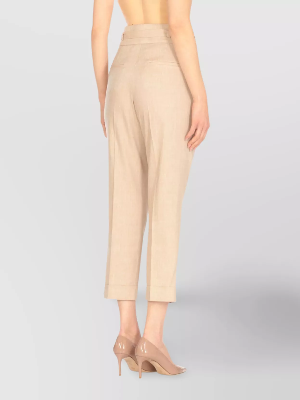 Peserico Straight Linen And Wool Blend Trousers