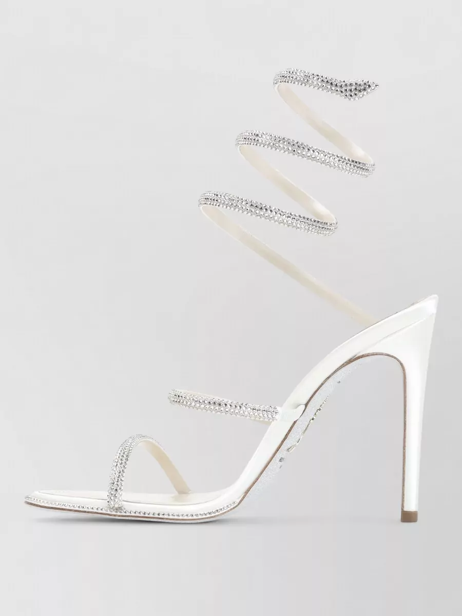 Rene Caovilla silk crystal-embellished spiral-strap sandals
