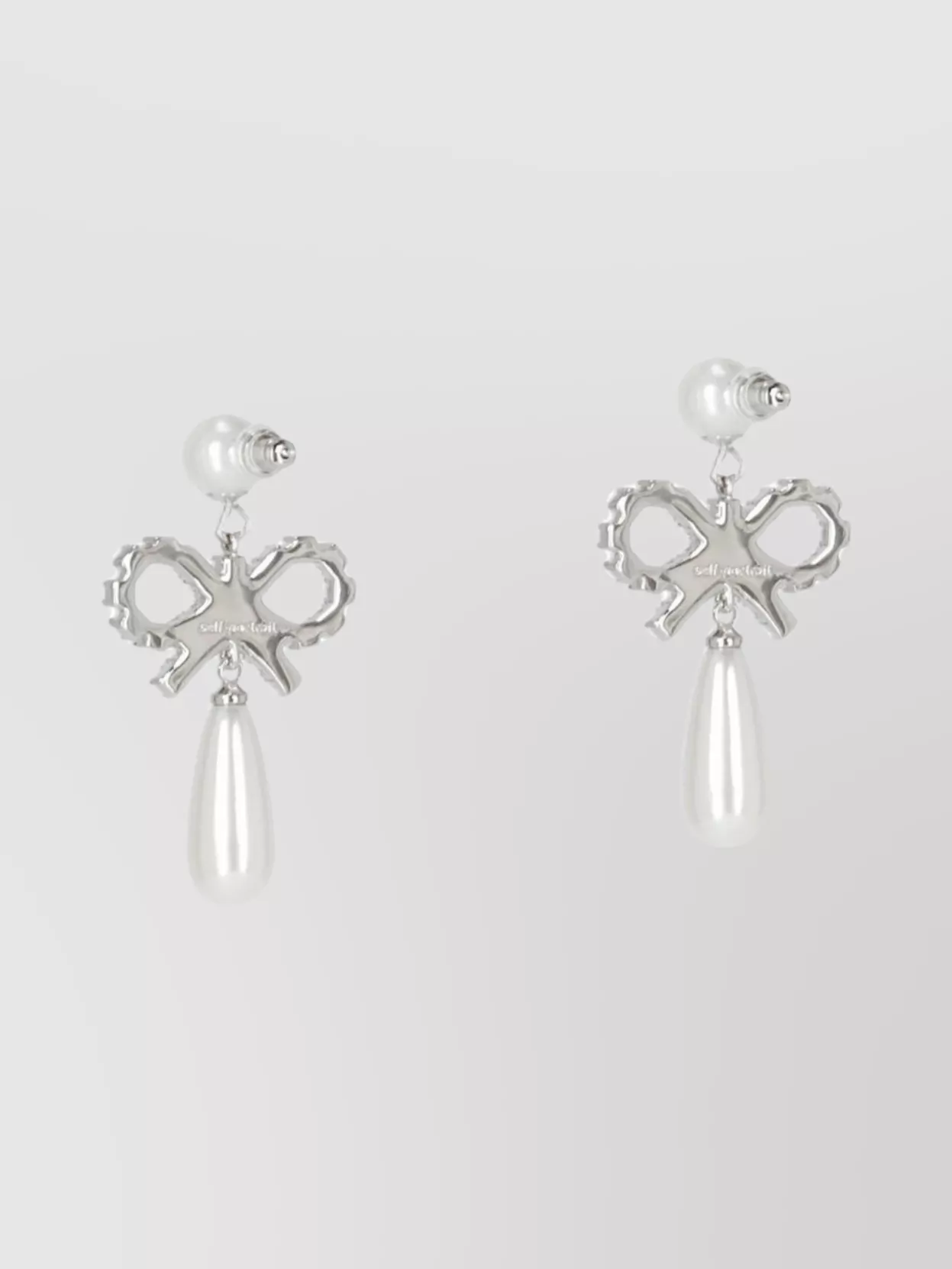 Self-portrait Bow Bead Crystal Pearl Earrings