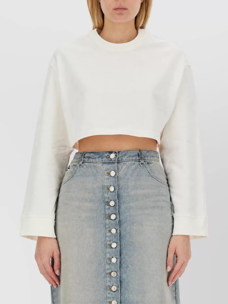 Courrèges Cotton Cropped Sweatshirt