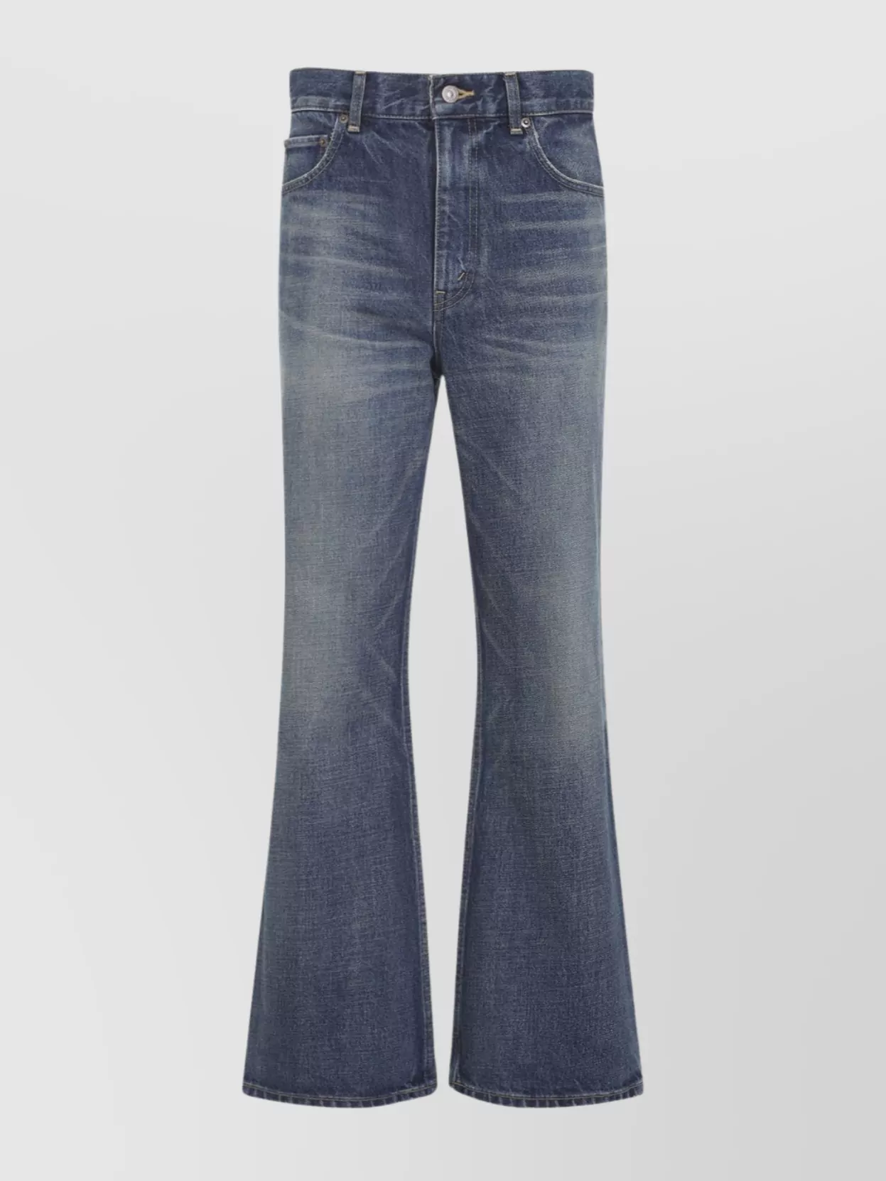 Celine Flared Leg Five-pocket Denim Trousers In Blue
