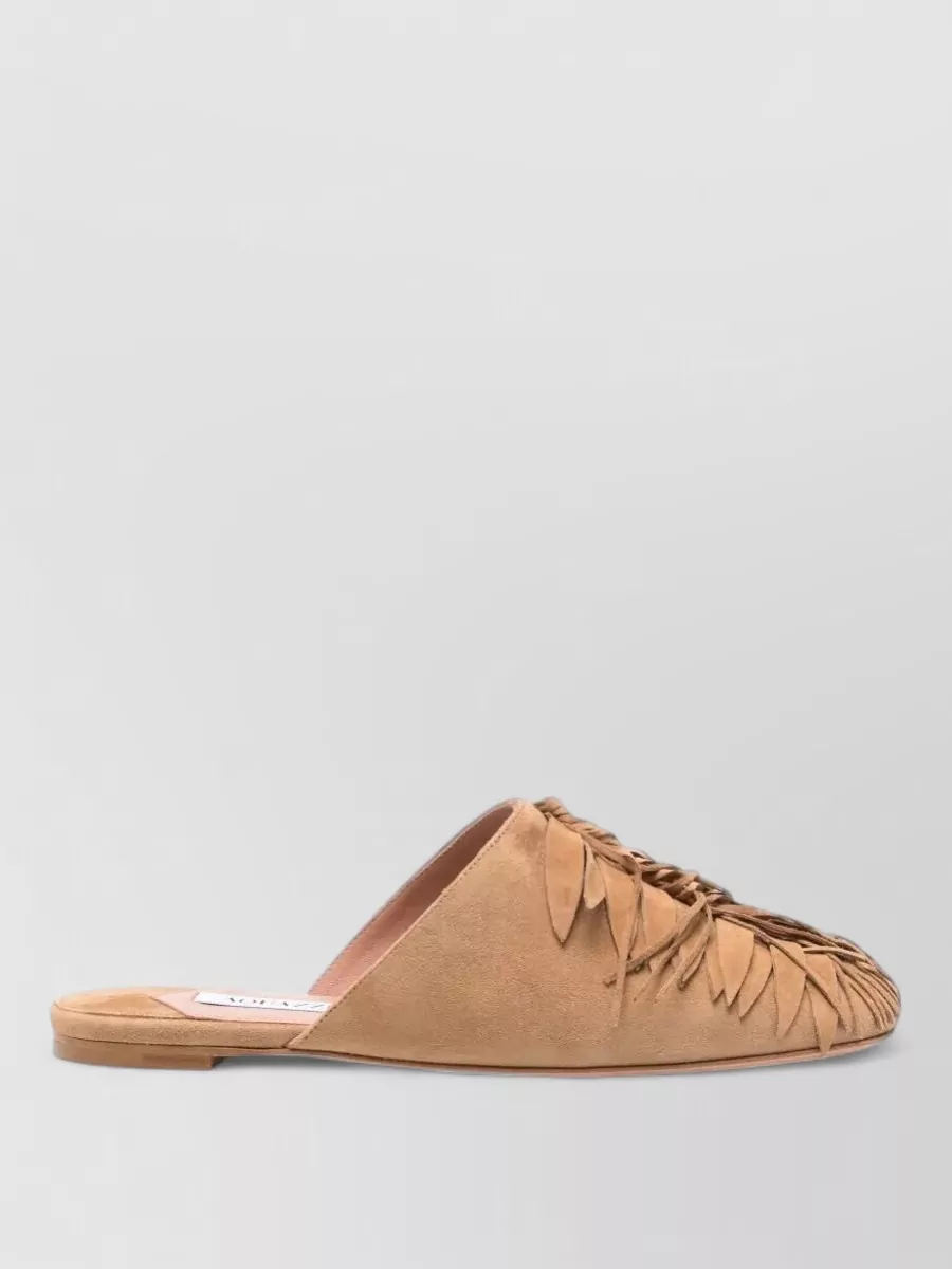Aquazzura Suede Maverick Flat Mules