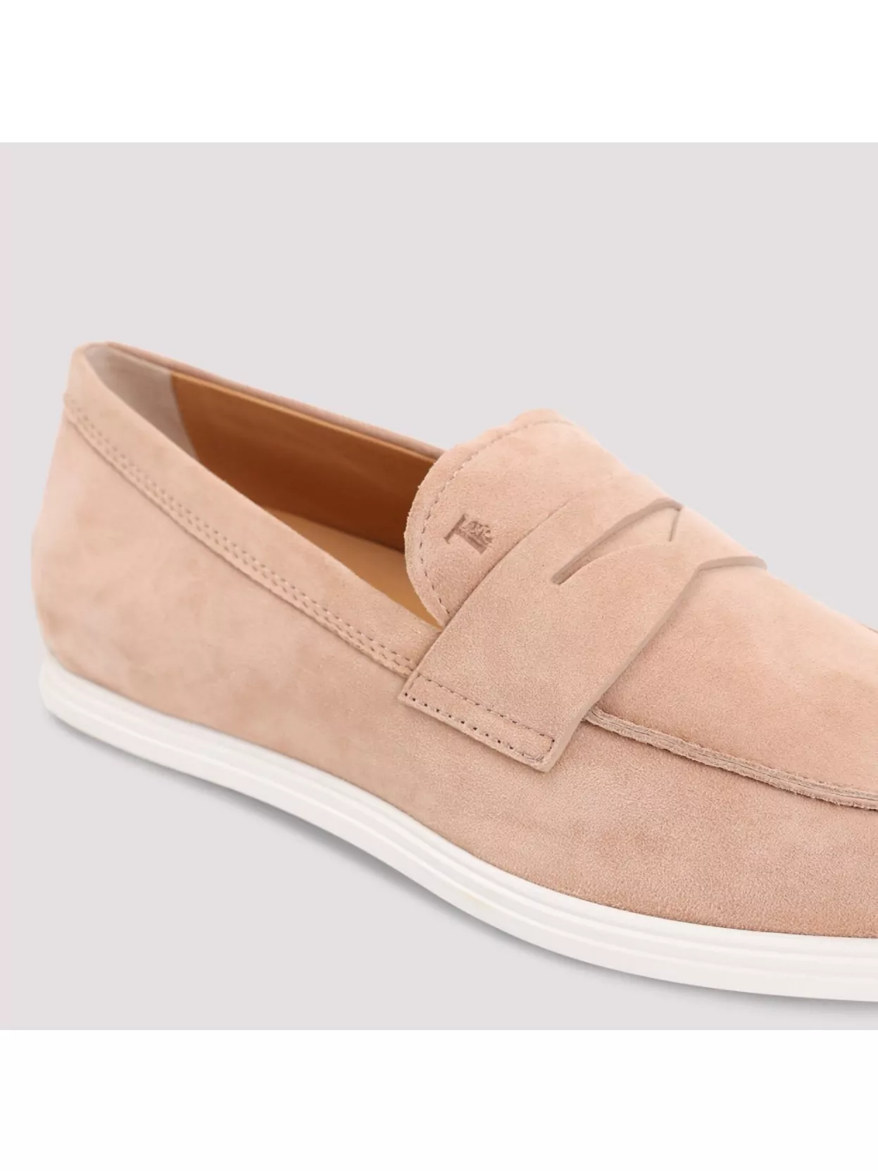 Tod's Suede Leather Loafers Penny Strap In Pink