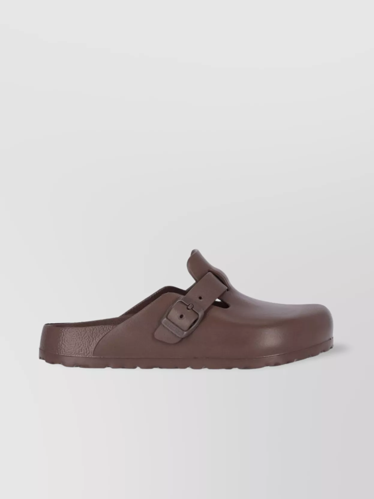Birkenstock Buckle Detail Open Back Round Toe Mules In Brown