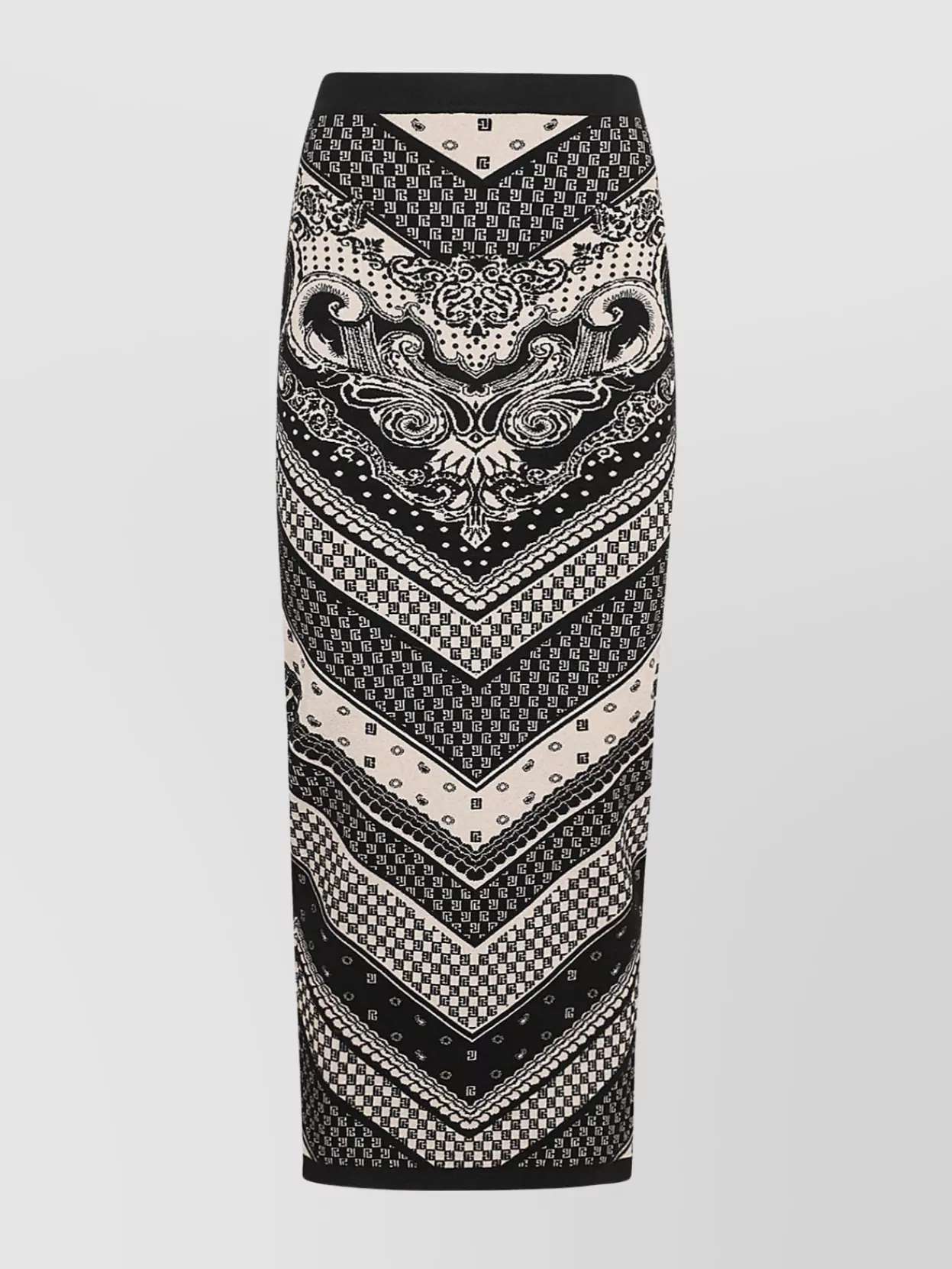 Shop Balmain Patterned Knit Midi Skirt