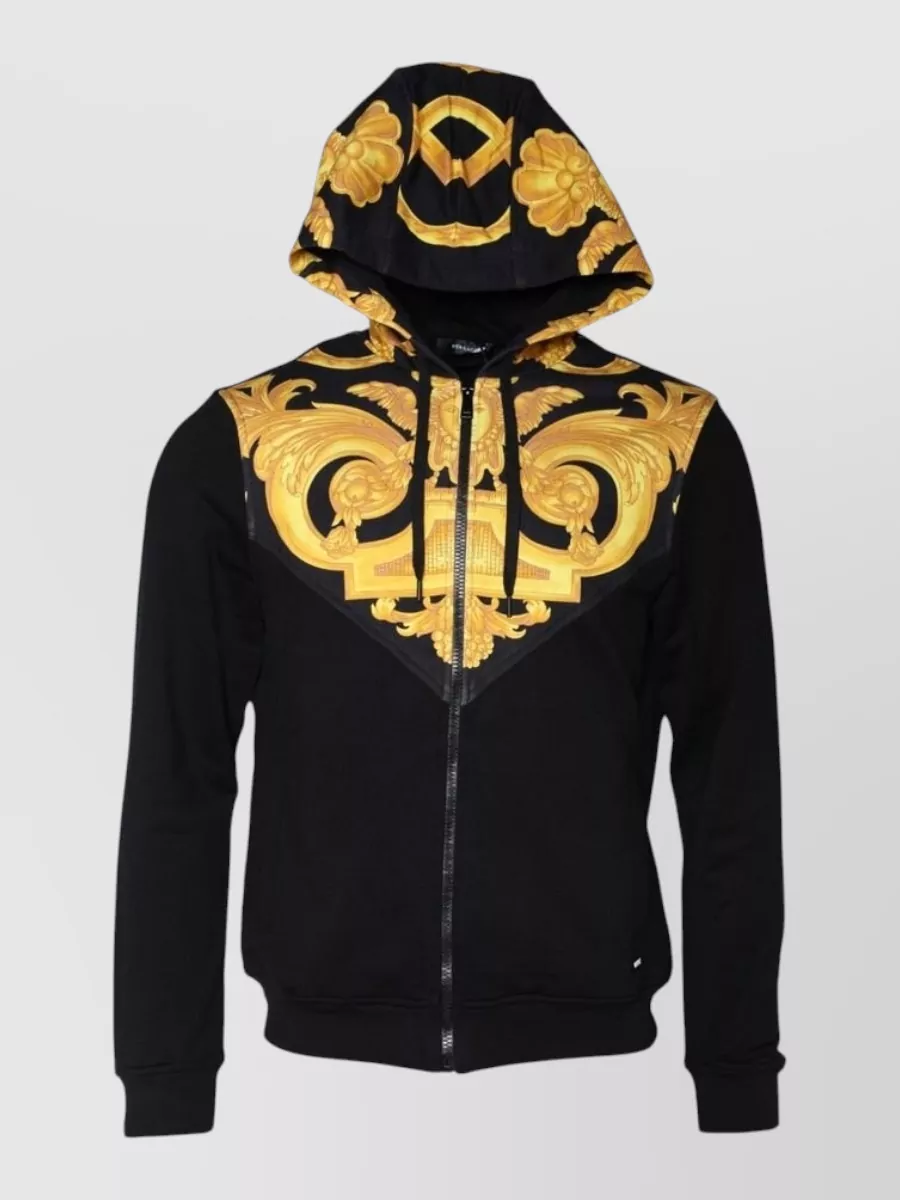 Versace cotton printed hooded jacket
