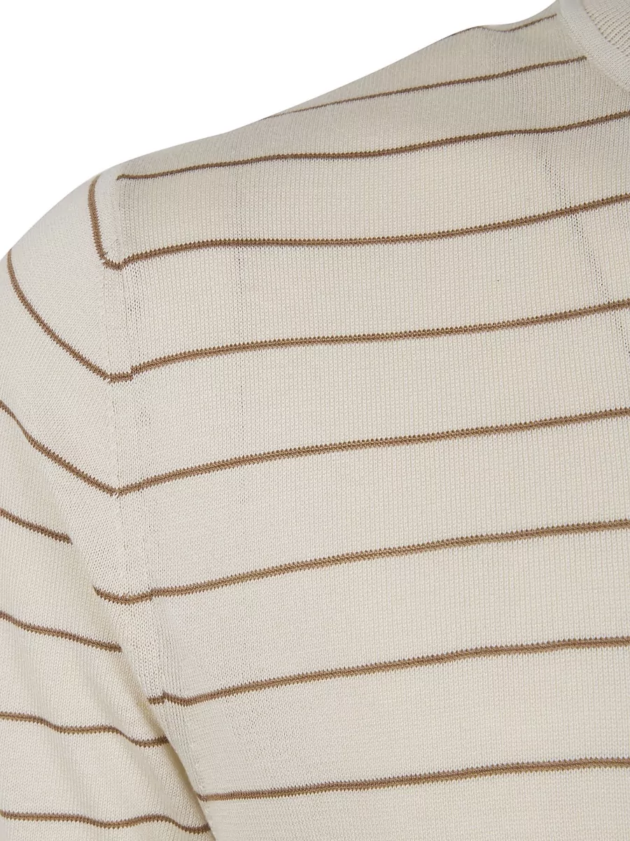 Lardini Crew Neck Striped Short Sleeve Ribbed T Shirt