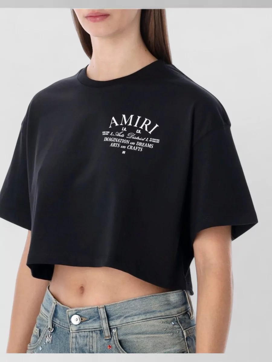 Amiri Art District Cropped Short Sleeve T-shirt In Animal Print
