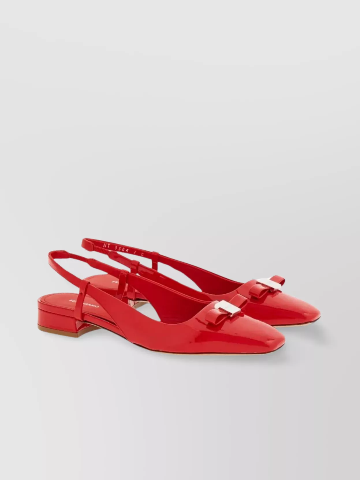 Ferragamo Square Toe Slingback Ballerina Shoes In Red