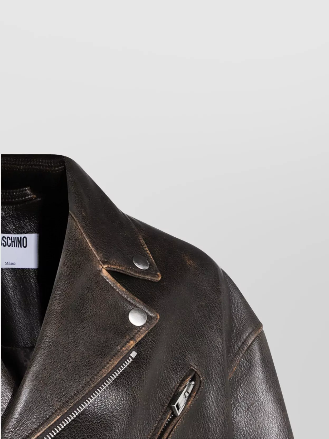 Moschino Leather Smiley Face Studded Jacket