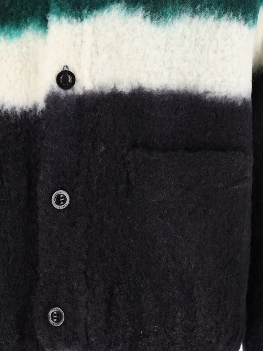 Sacai Wool Crewneck Knit Cardigan