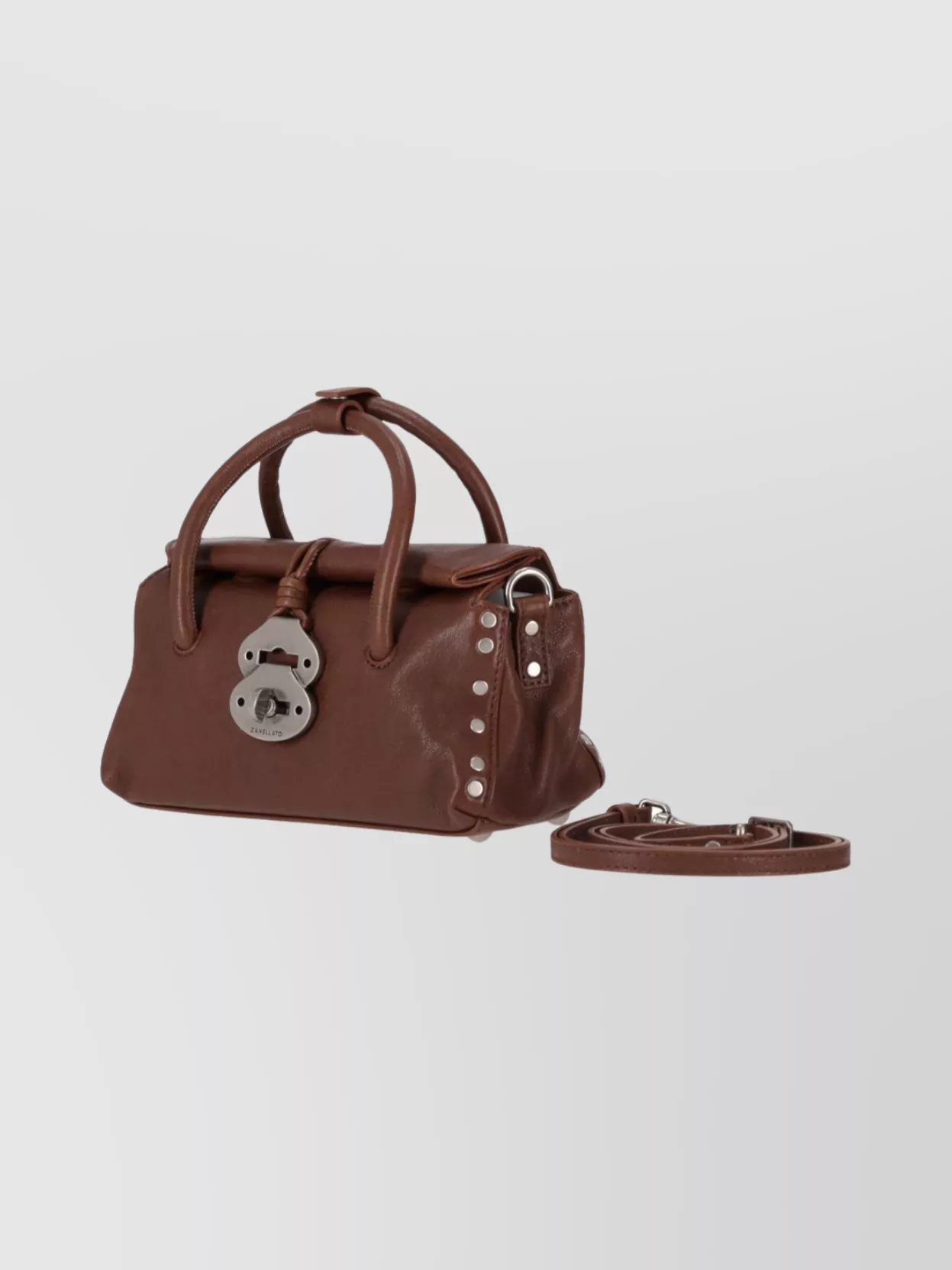 Zanellato Structured Shoulder Bag Featuring Rolled Handles In Brown